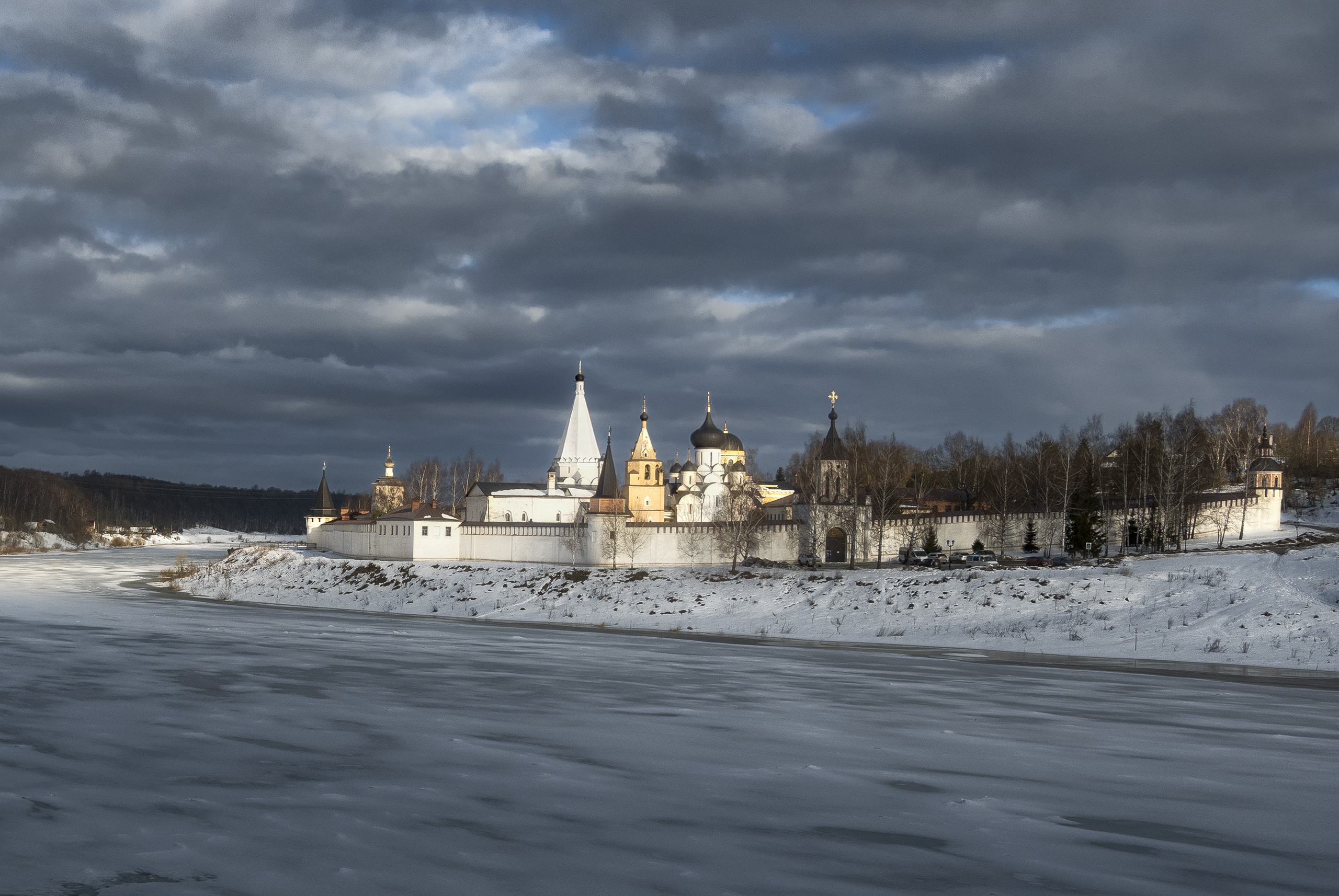 монастырь, река, церковь, снег, зима,  Алексей