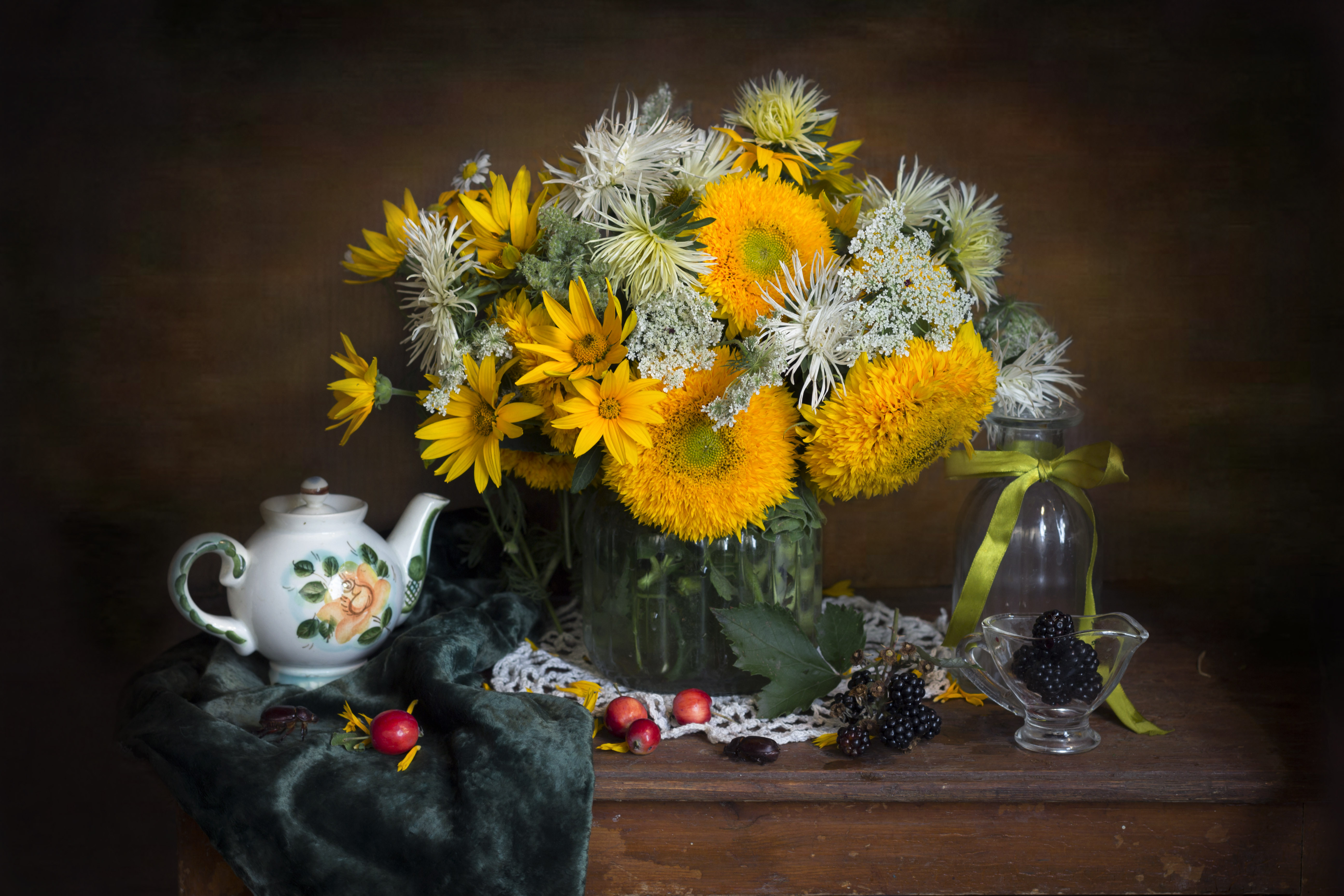 жёлтые цветы, букет цветов, натюрморт, Зимина Лионелла