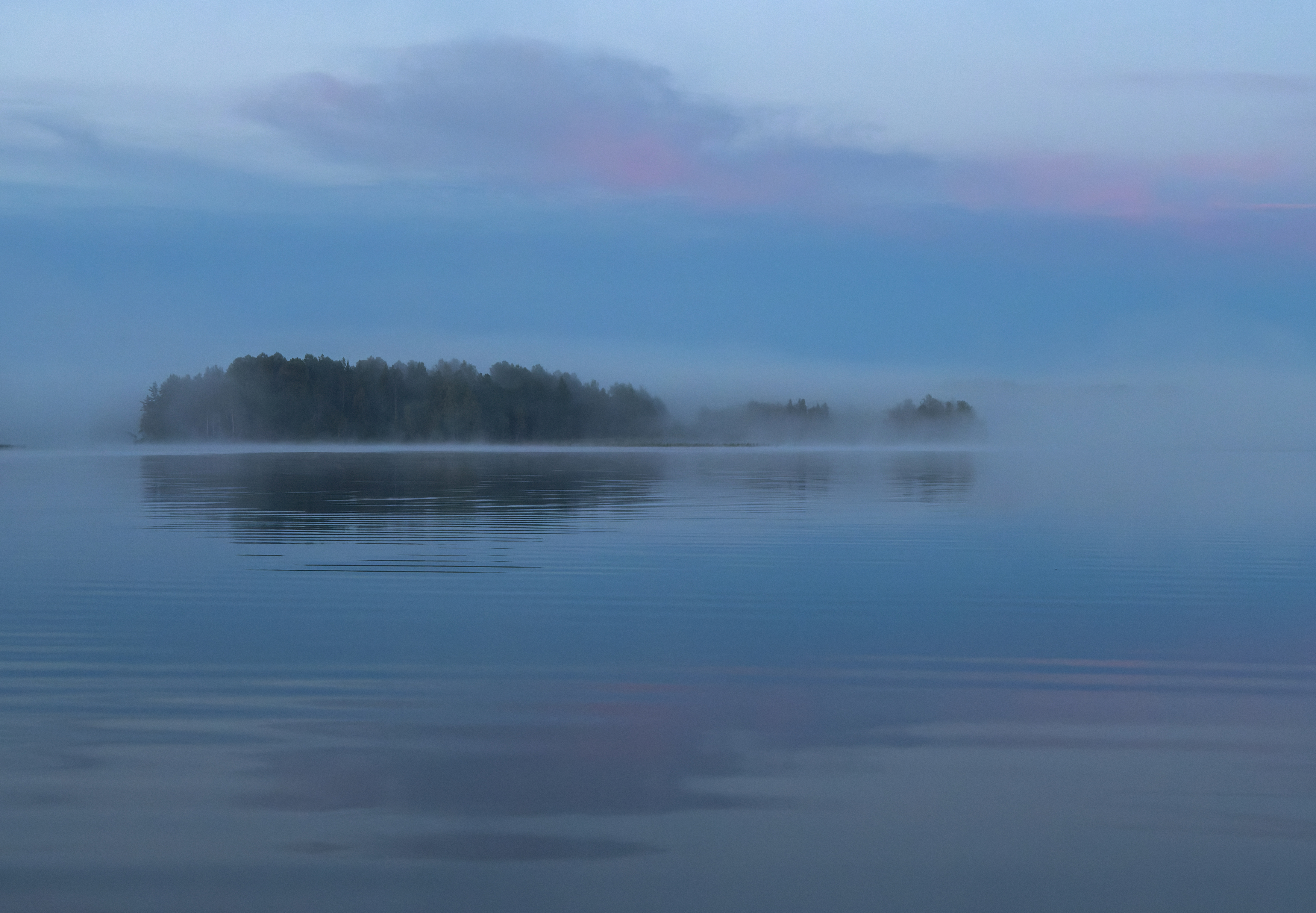 озро вечер туман остров отражение облако, Светлана Холодняк