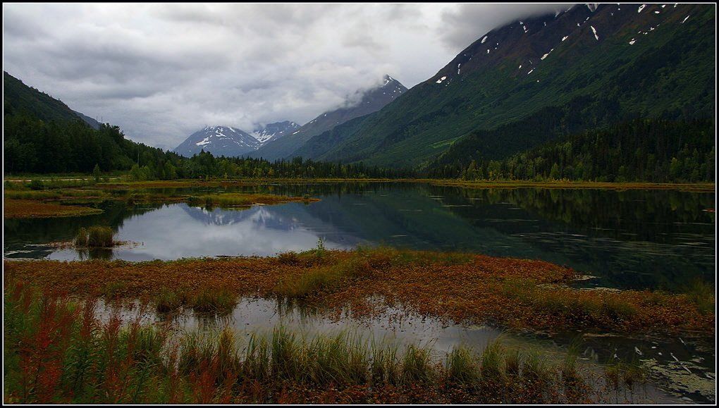 аляска, озеро, горы, облака, отражения, осень, Yurma