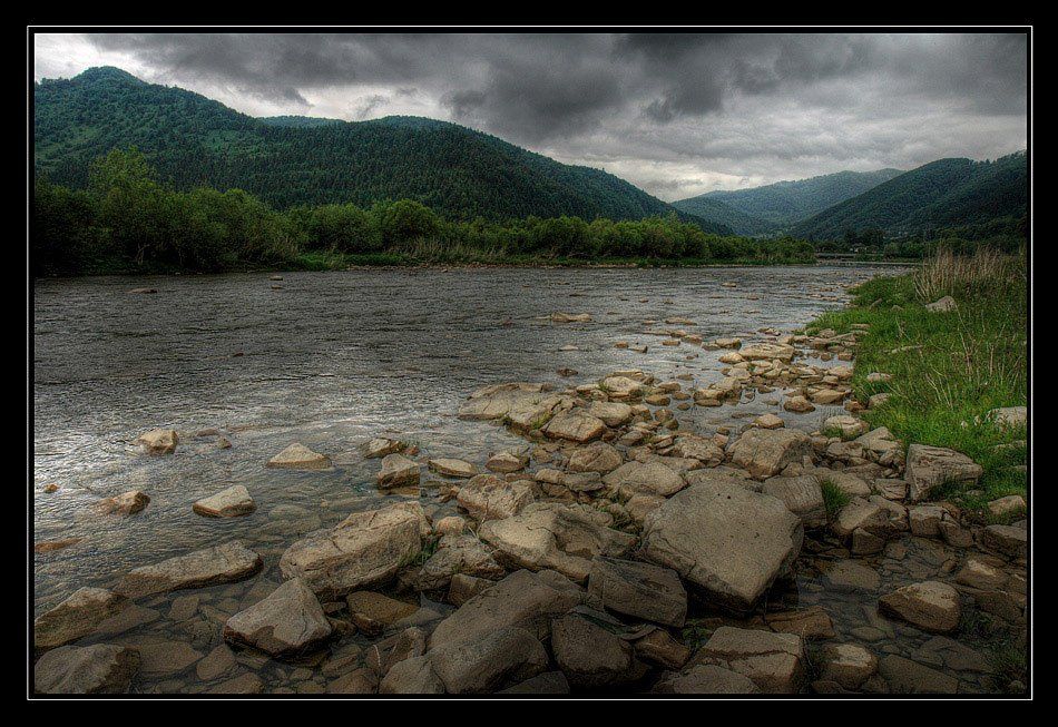 горы, река, лес, гроза, Юрий