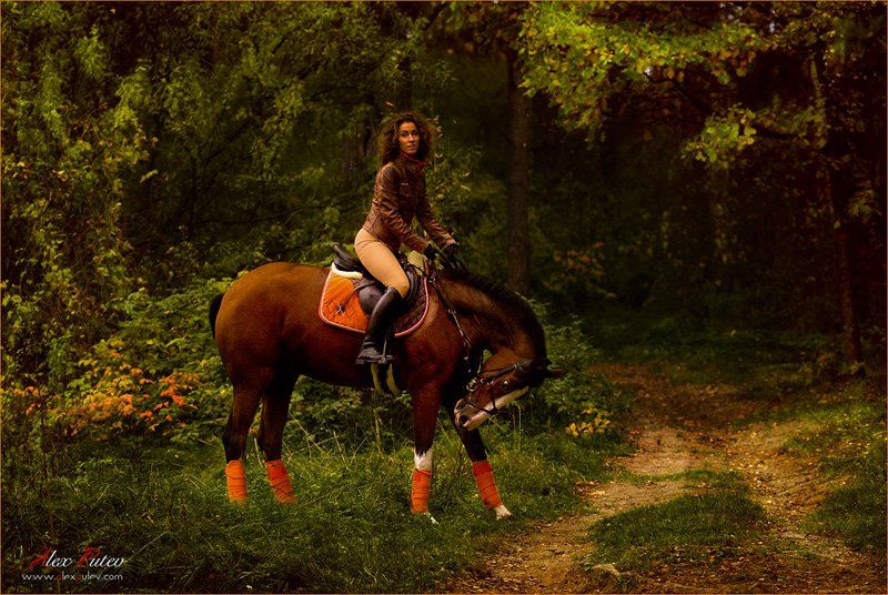 конь,природа,девушка, Александр Путев