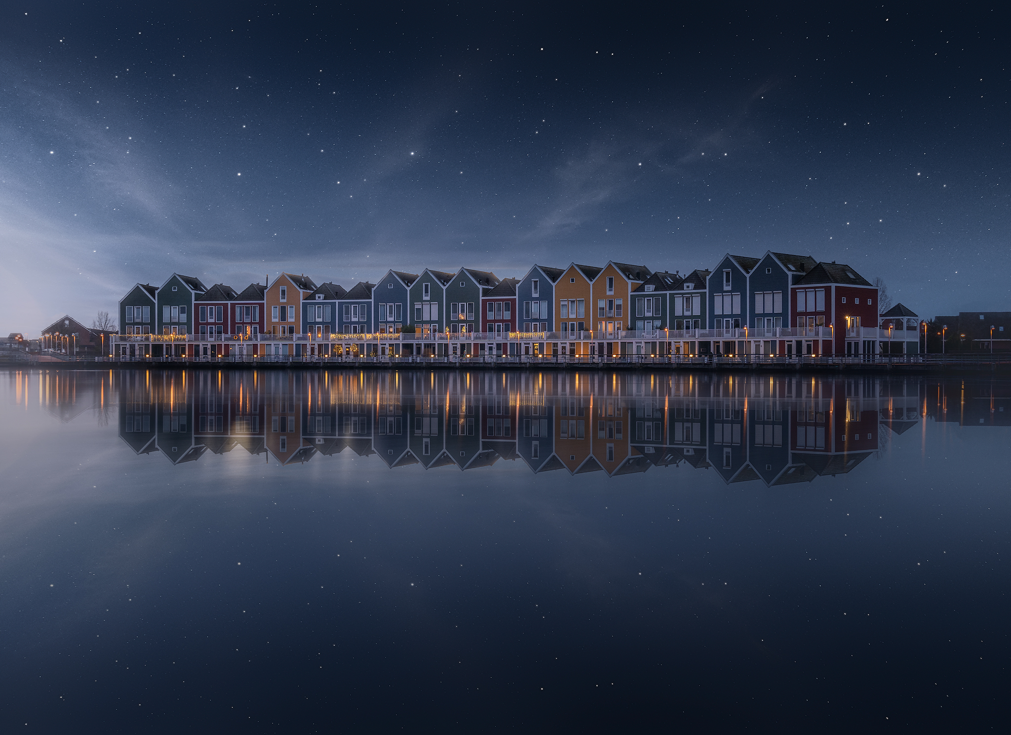 Reflection, Netherlands, Night, Stars, Landscape, Remo Daut