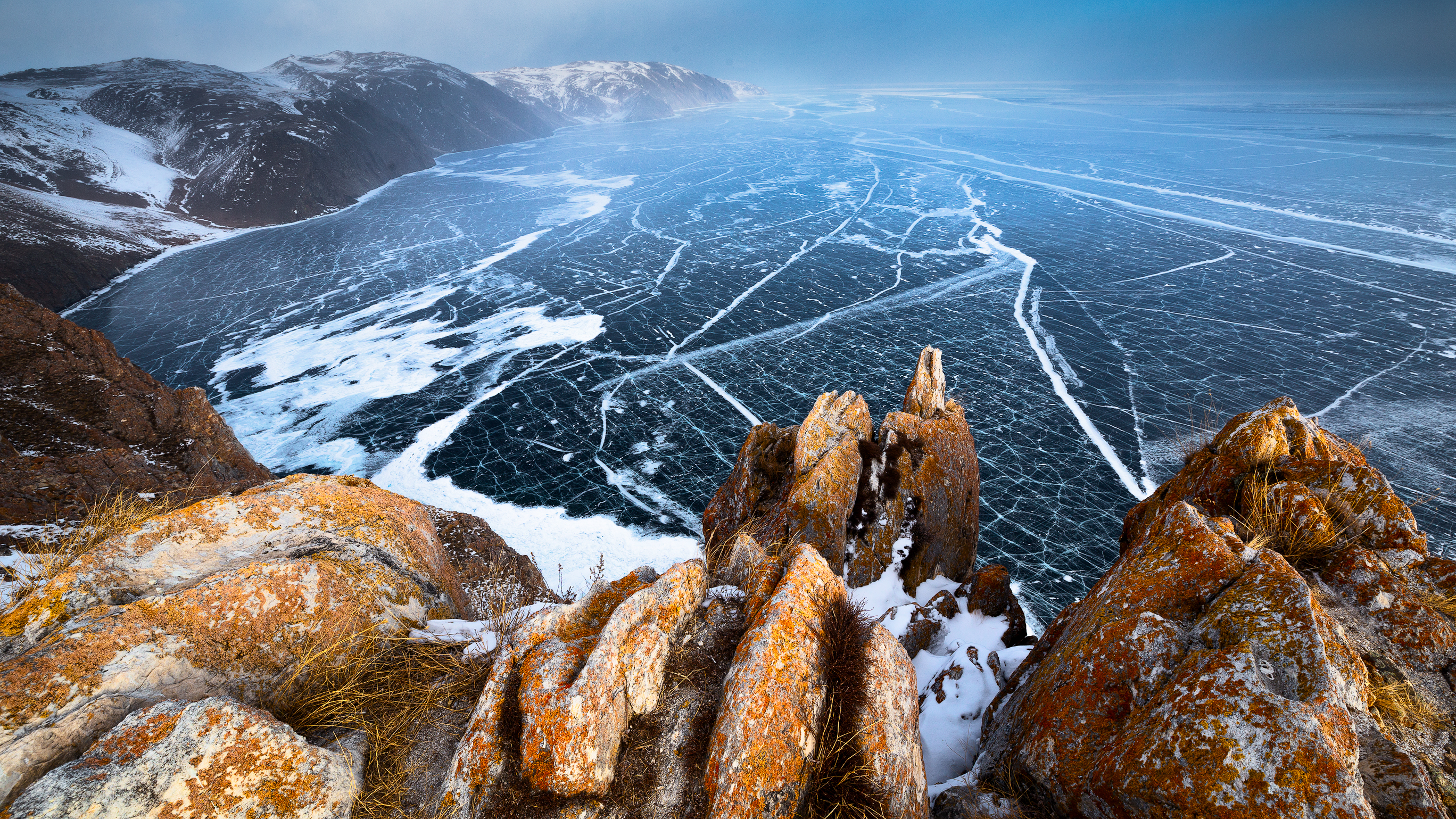 Зима, лёд, озеро, камни, залив, холодно, Андреев Сергей