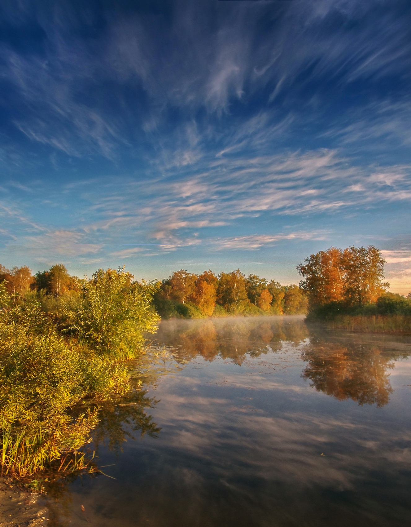 осень, сибирь, озеро, деревья, облака, Чичкин Валерий