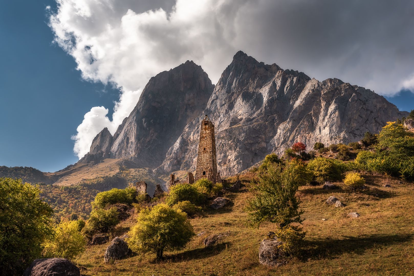 ингушетия, горы, закат,  кавказ, архитектура, башни, башня, осень, Zakharov Armen