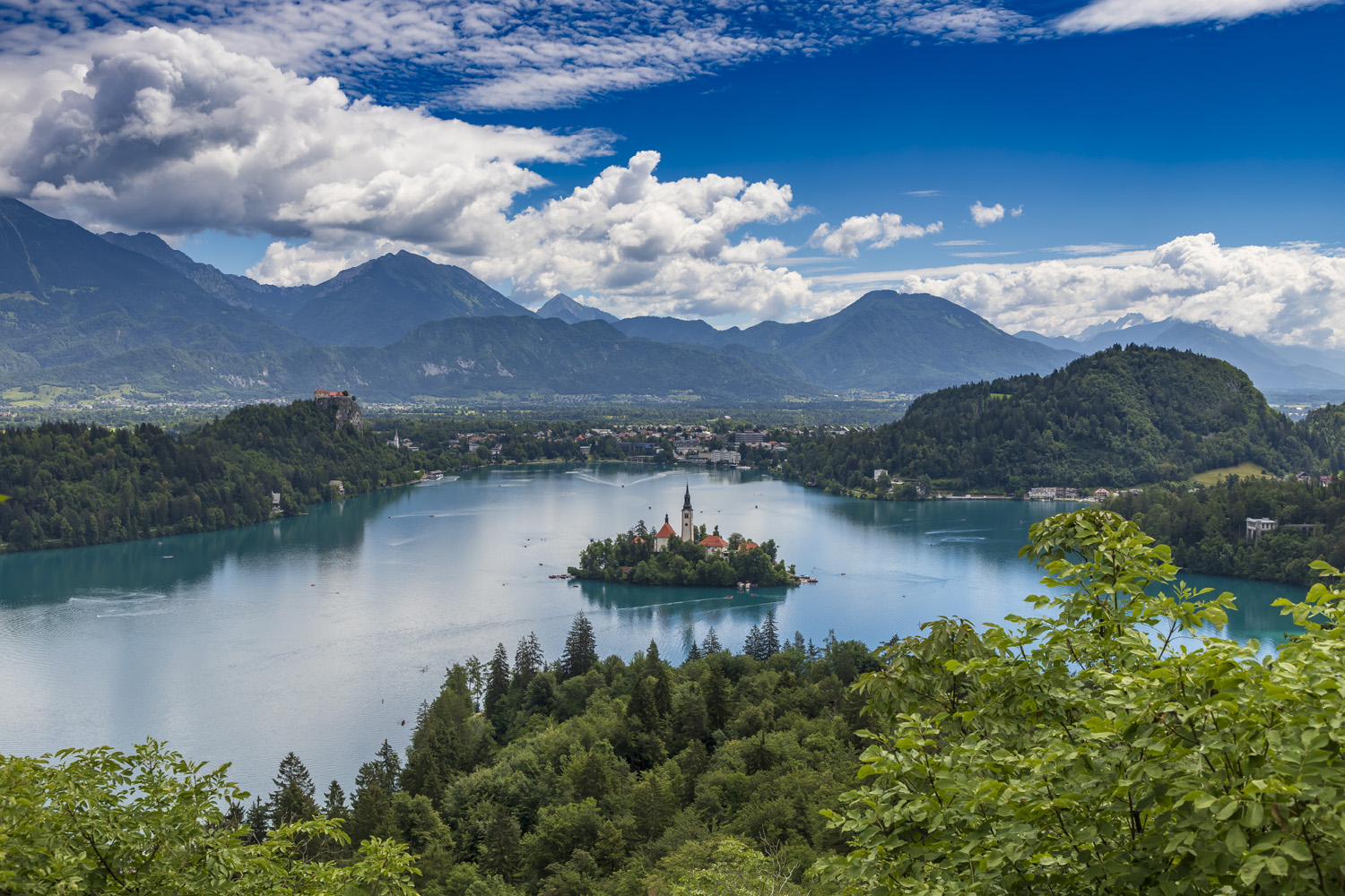 landscape, lake, bled, from above, water, mountains, Nikolay Tatarchuk