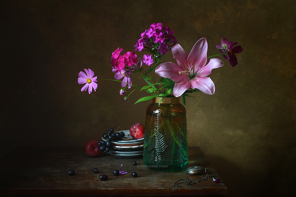 натюрморт, цветы, лето, розовая лилия, Курочкина Диана