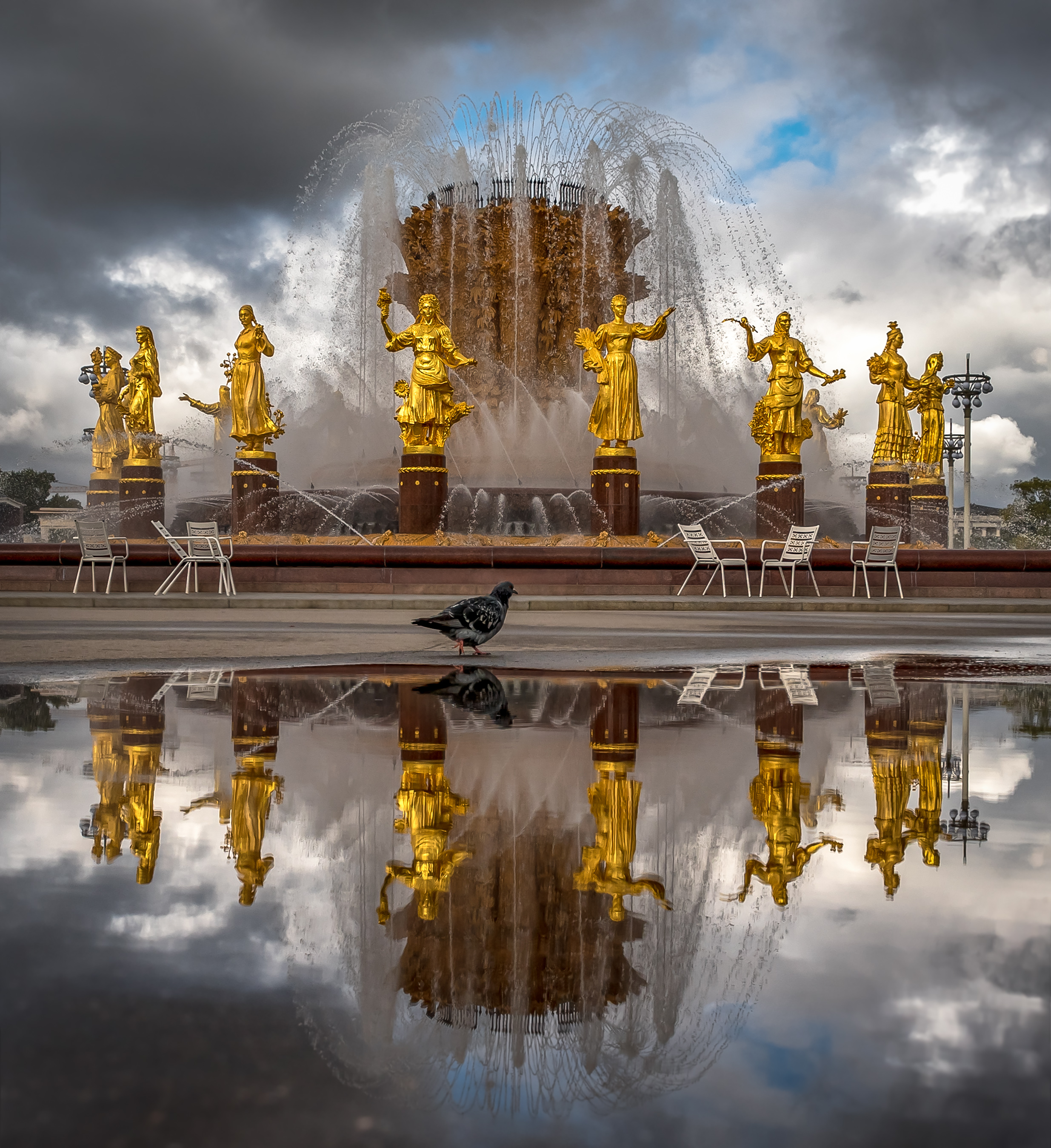 вднх, москва, фонтан, скульптура, статуя, отражение, Zakharov Armen