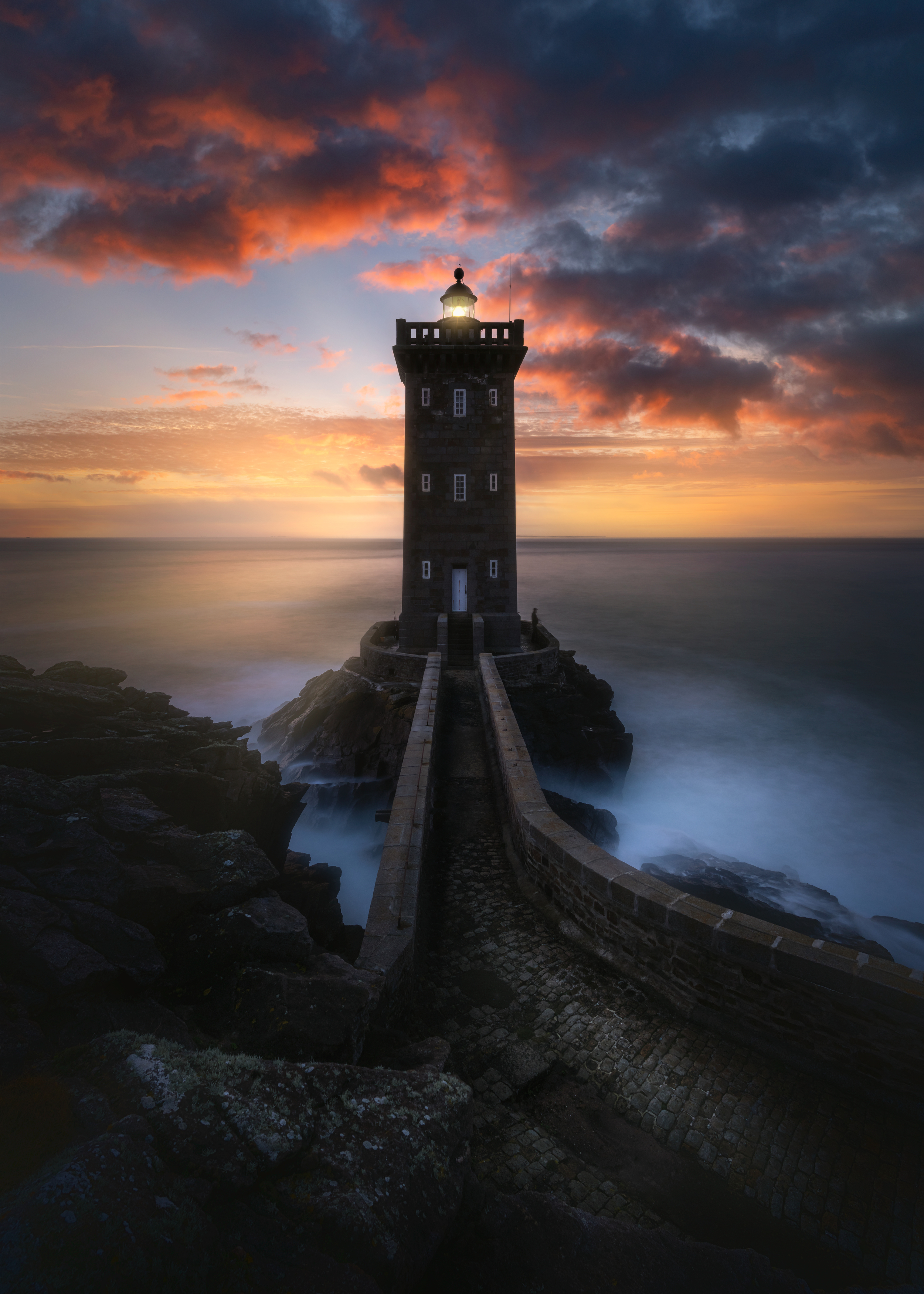 Lighthouse, France, Sunset, Daut Remo