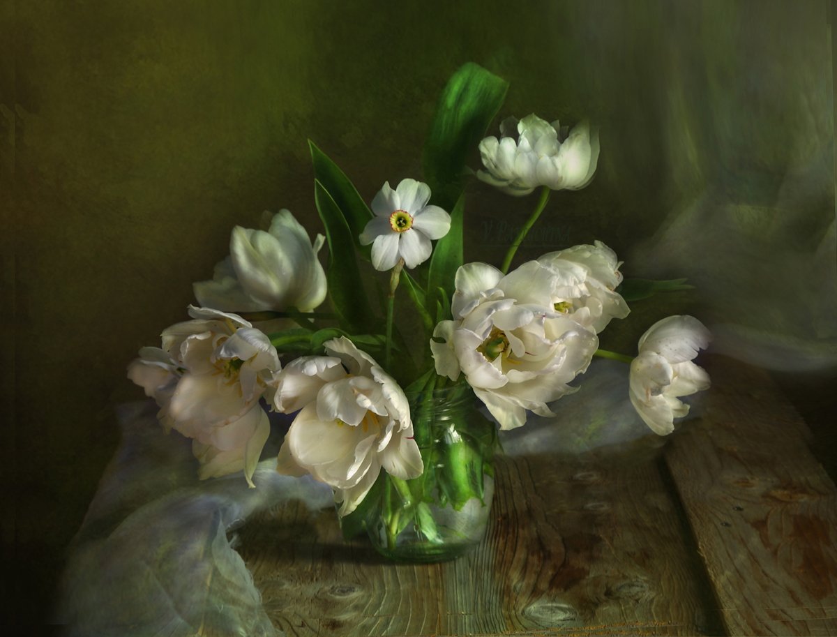 Белые тюльпаны, Букет тюльпанов, Букет цветов, Вера Павлухина
