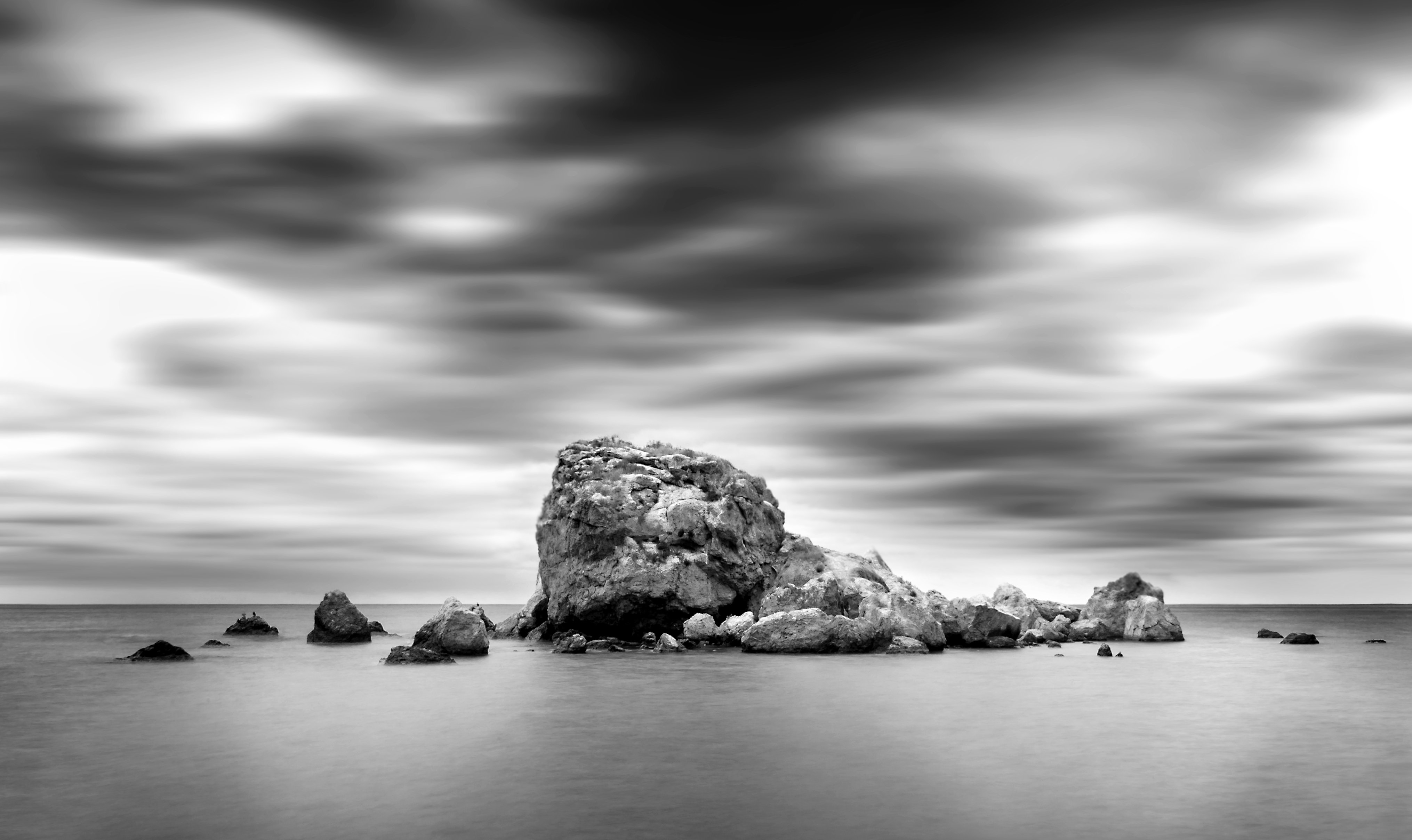 Black & white, Landscape, Nature, Night, Nikon, Sea, Silence, Sky, Stones, Андрей Лободин