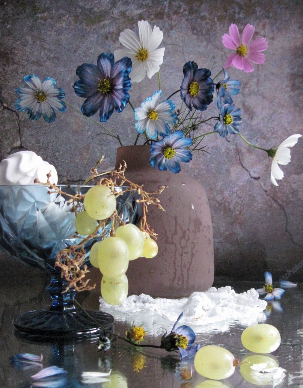 цветы, букет, космея, цветное стекло, Наталия Тихомирова