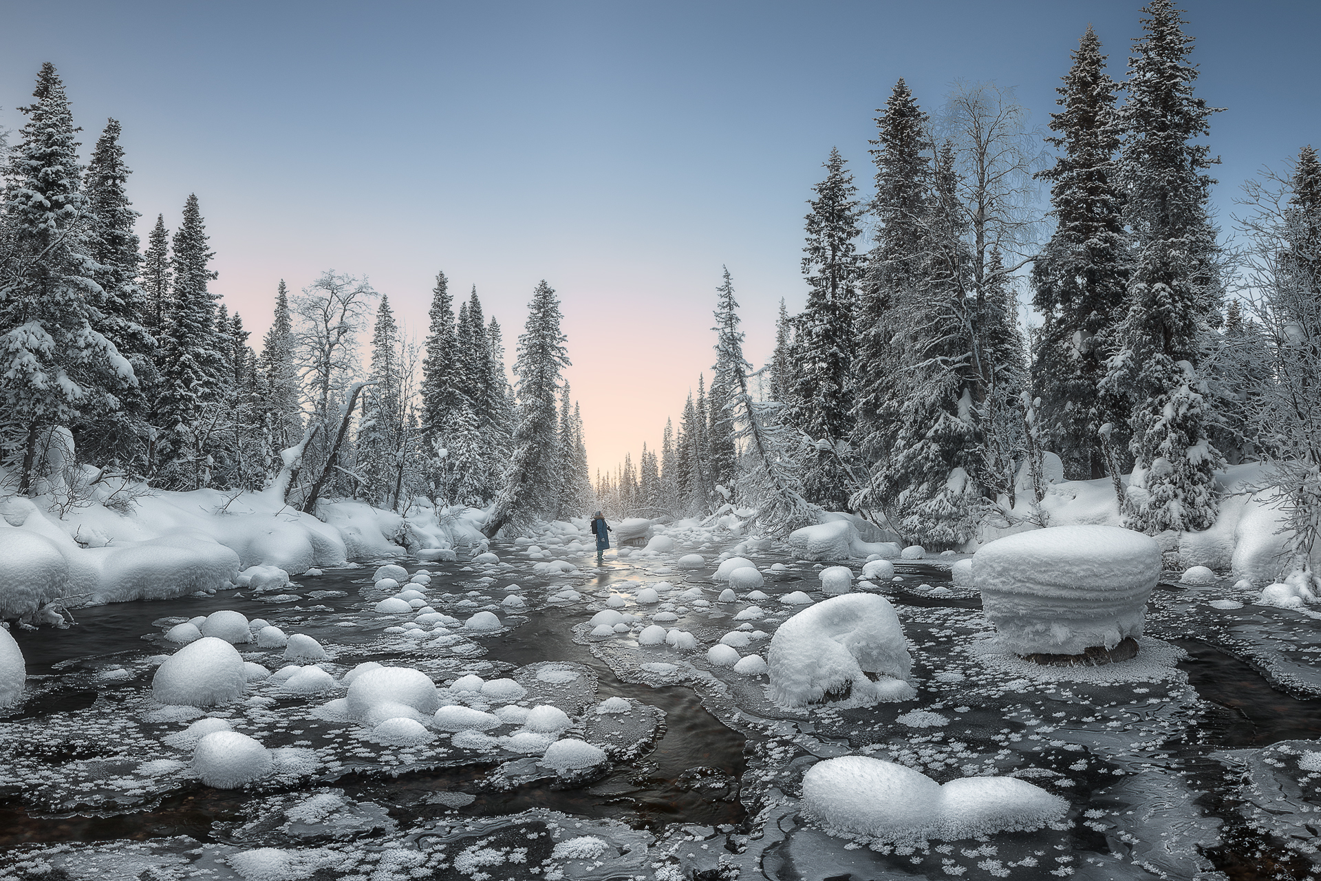 пейзаж, зима, река, Константин Маланин
