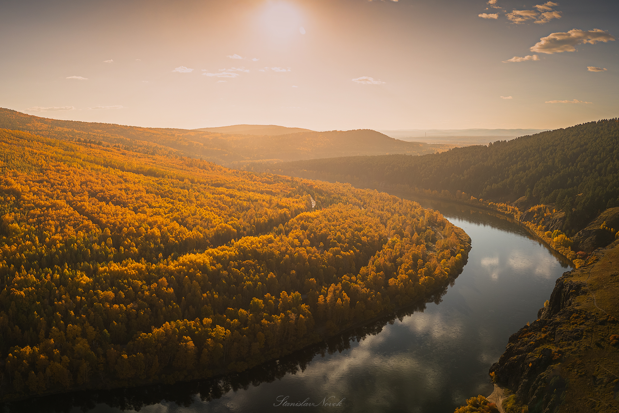 осень, река, закат,  autumn, sunset, river, Новокрещенов Станислав