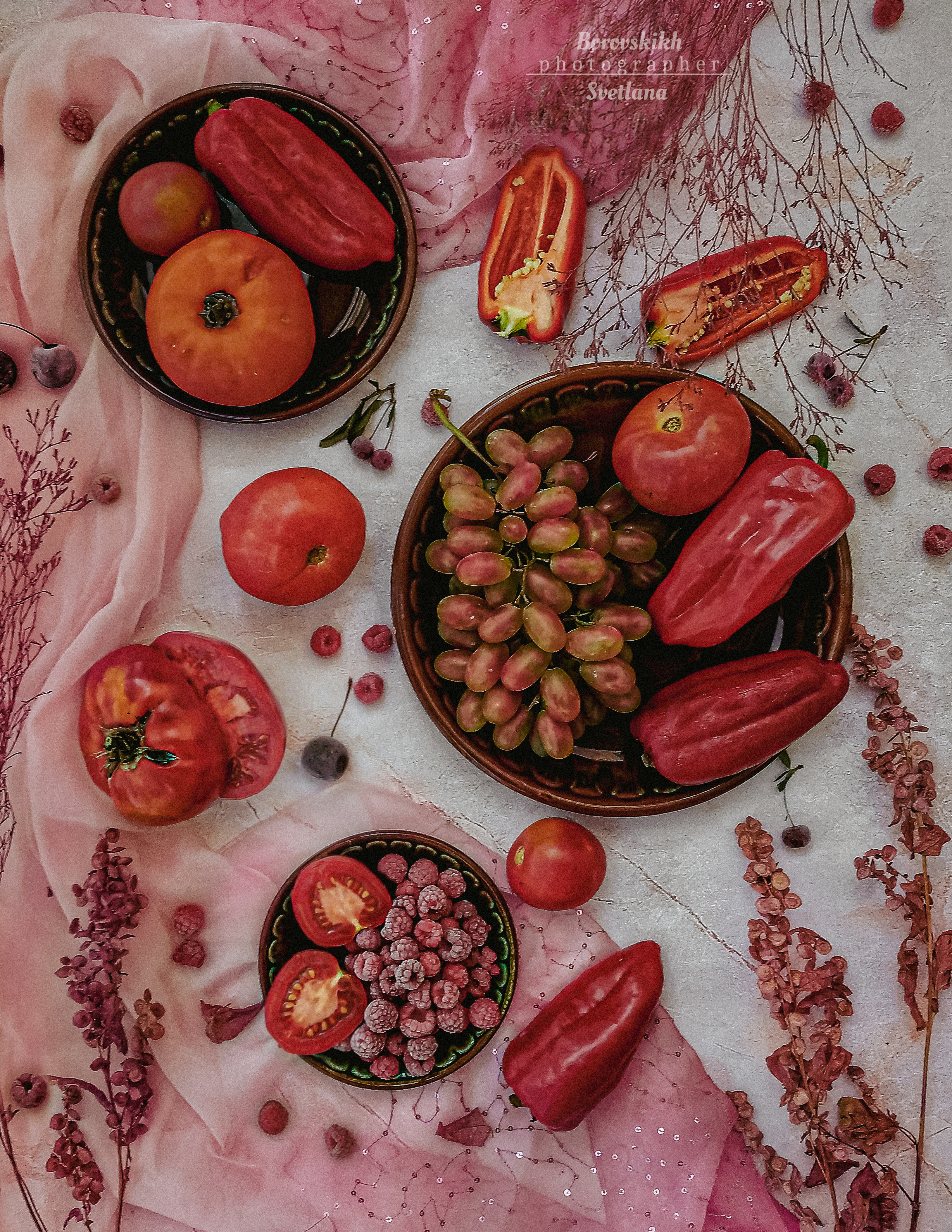 красный, фрукты, овощи, сухоцветы, драпировкараскладка, Светлана Боровских