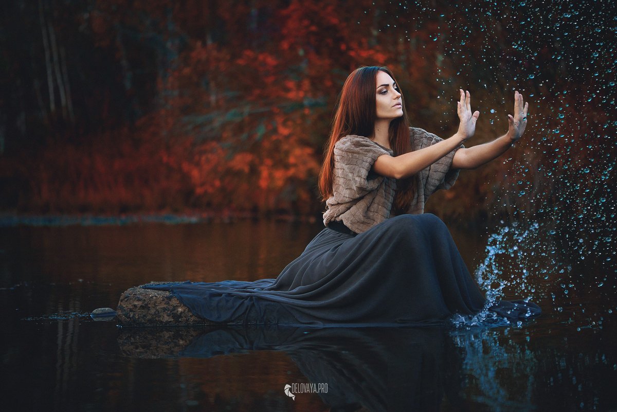 hair, girl, woman, model, view, profile, magic, soul, truth, curls, bright, poster, design, youth, river, autumn, water, witch, beautiful, Матвеева Вероника