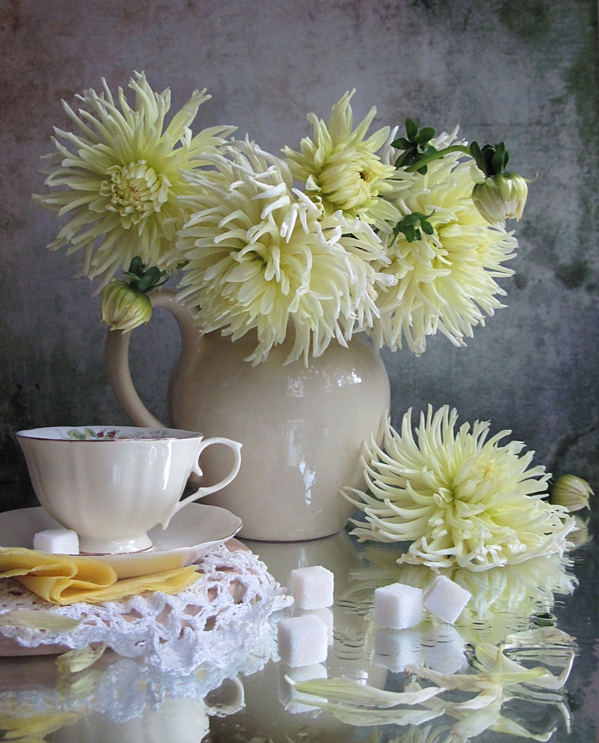 цветы, букет, георгины, Наталия Тихомирова