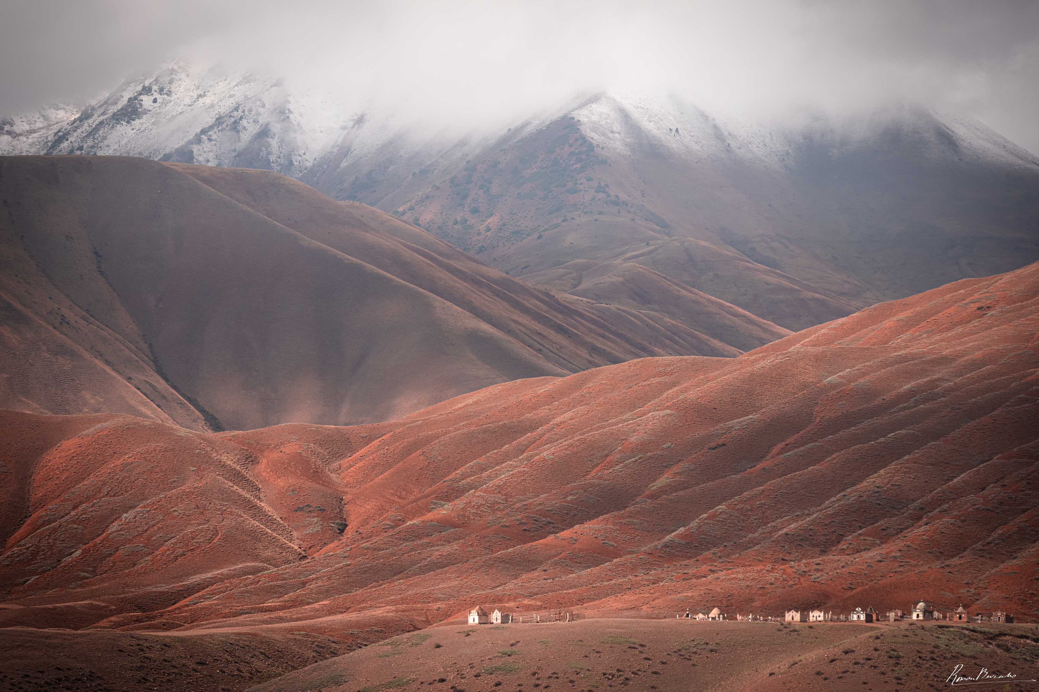 cemetery, Kyrgyzstan, mountains, landscape, fog, foggy, кладбище, кыргызстан, киргизия, Bevzenko Roman