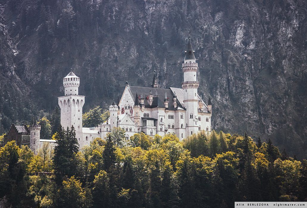 Neuschwanstein, Castle, Hohenschwangau, Germany, mountains, autumn, Германия, осень, горы, Нойшванштайн, Alla