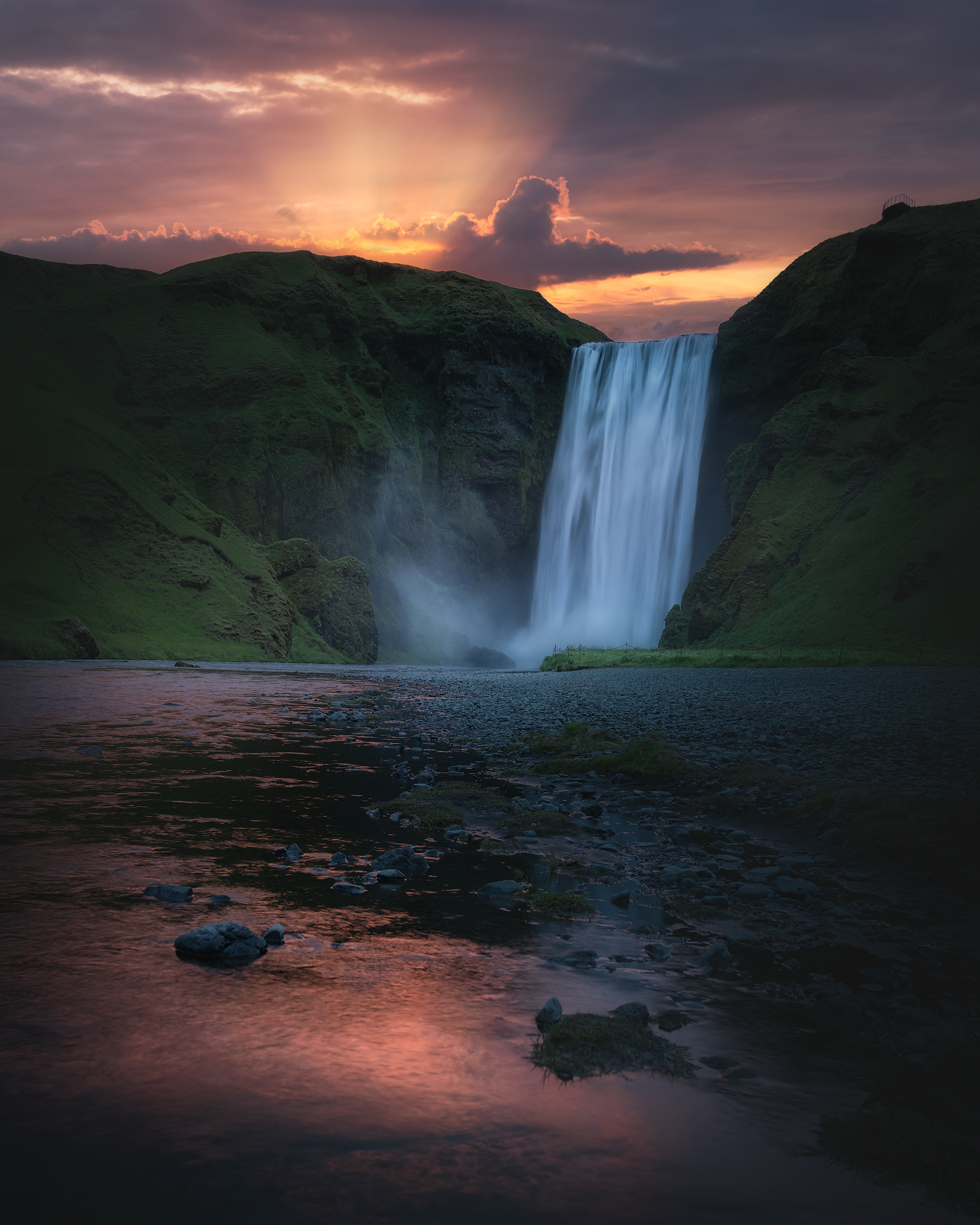 Skógafoss, Iceland, Waterfall, Moody, Daut Remo