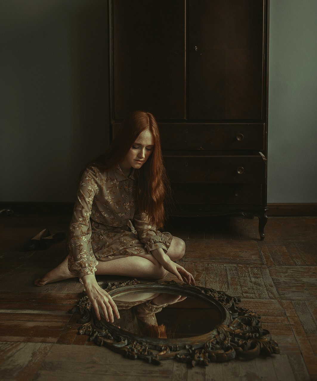 постановочное, фотостудия, в помещении, рыжие волосы, девушка, canon, Екатерина Сигат