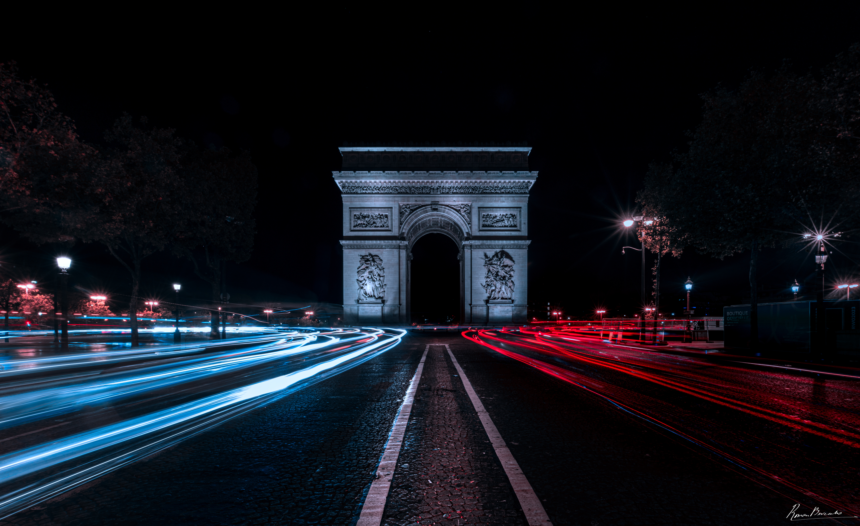 paris, arc de triomphe, city, night, long exposure, Bevzenko Roman
