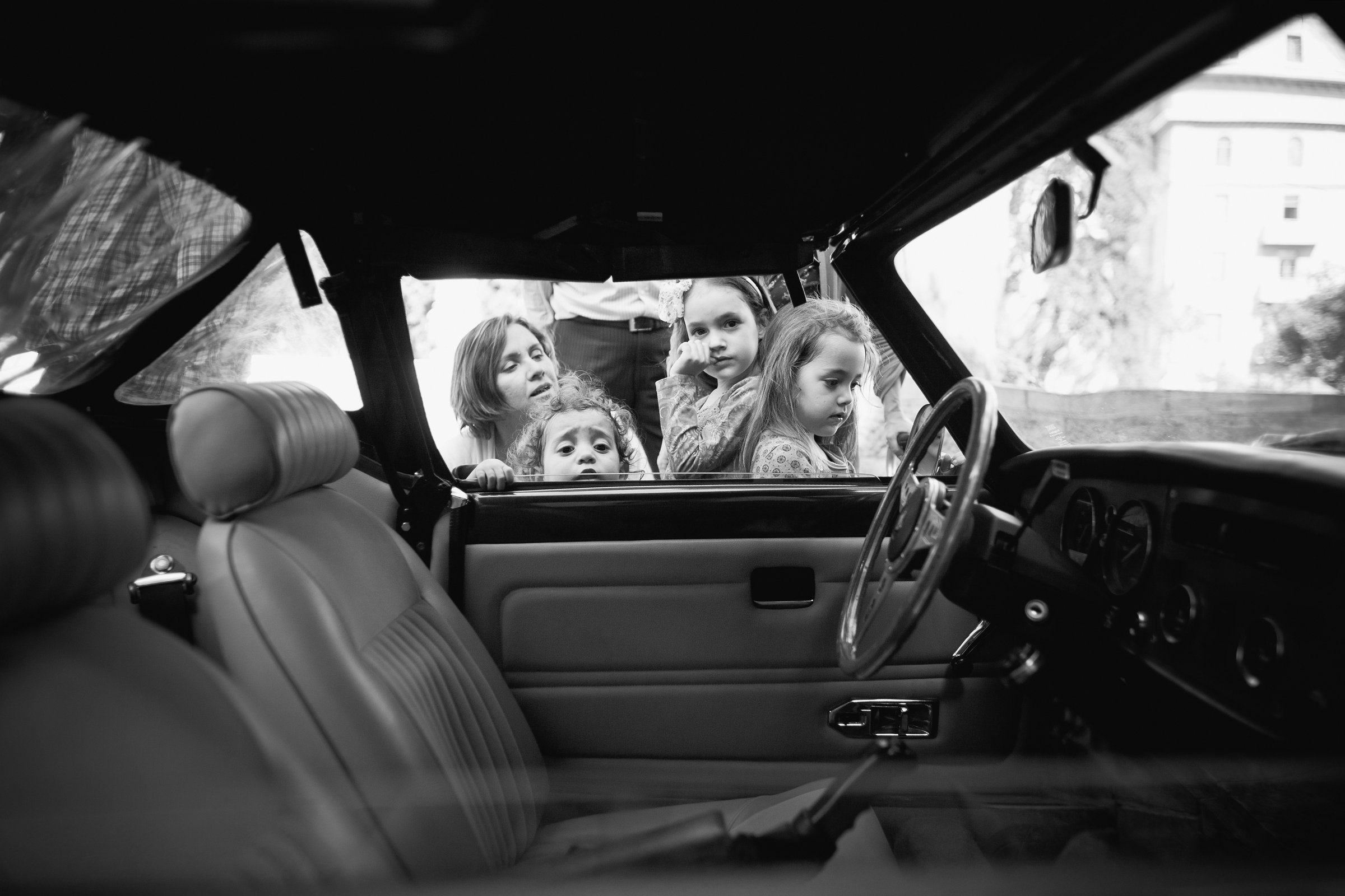 car, bw, children, Tanya Ilukhina