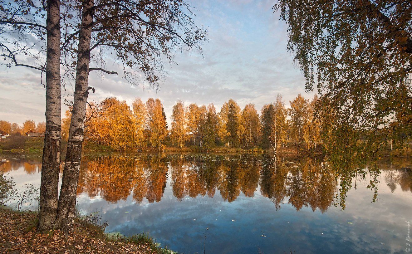 Вечер, Осень, Пейзаж, Природа, Пруд, Владимир Комышев