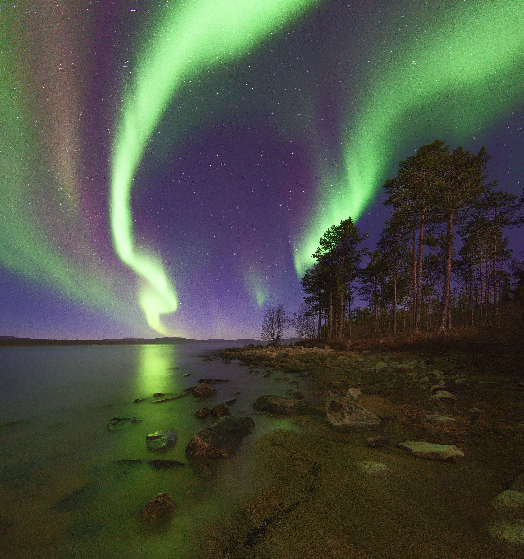 Севергое сияние, Кольский полуостров, Aurora Borealis, Kola Peninsula, Space photo, Васильев Алексей