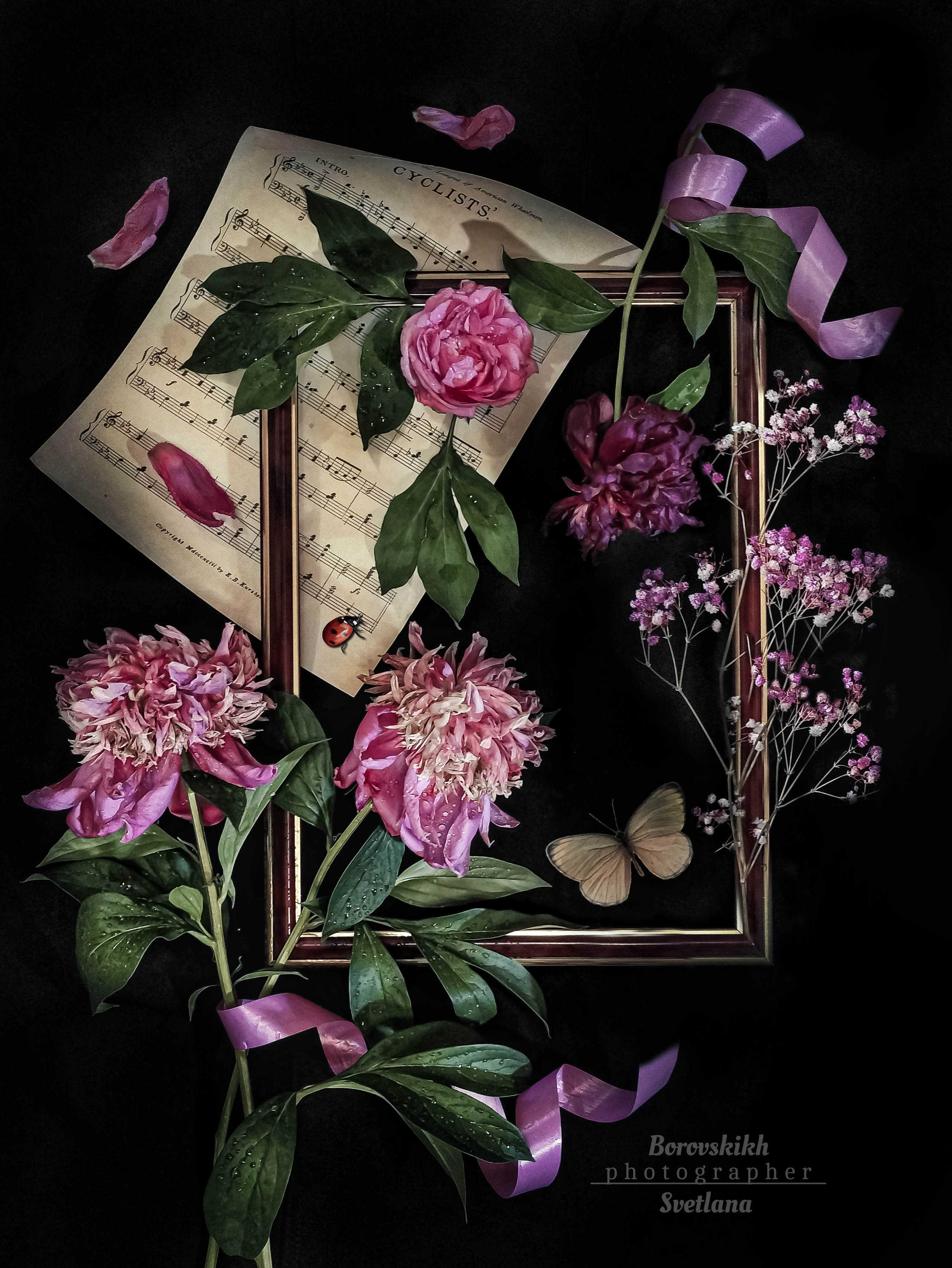 раскладка, флетлей, flatley, цветы, пионы, низкий ключ, dark photo, фото на телефон, Светлана Боровских