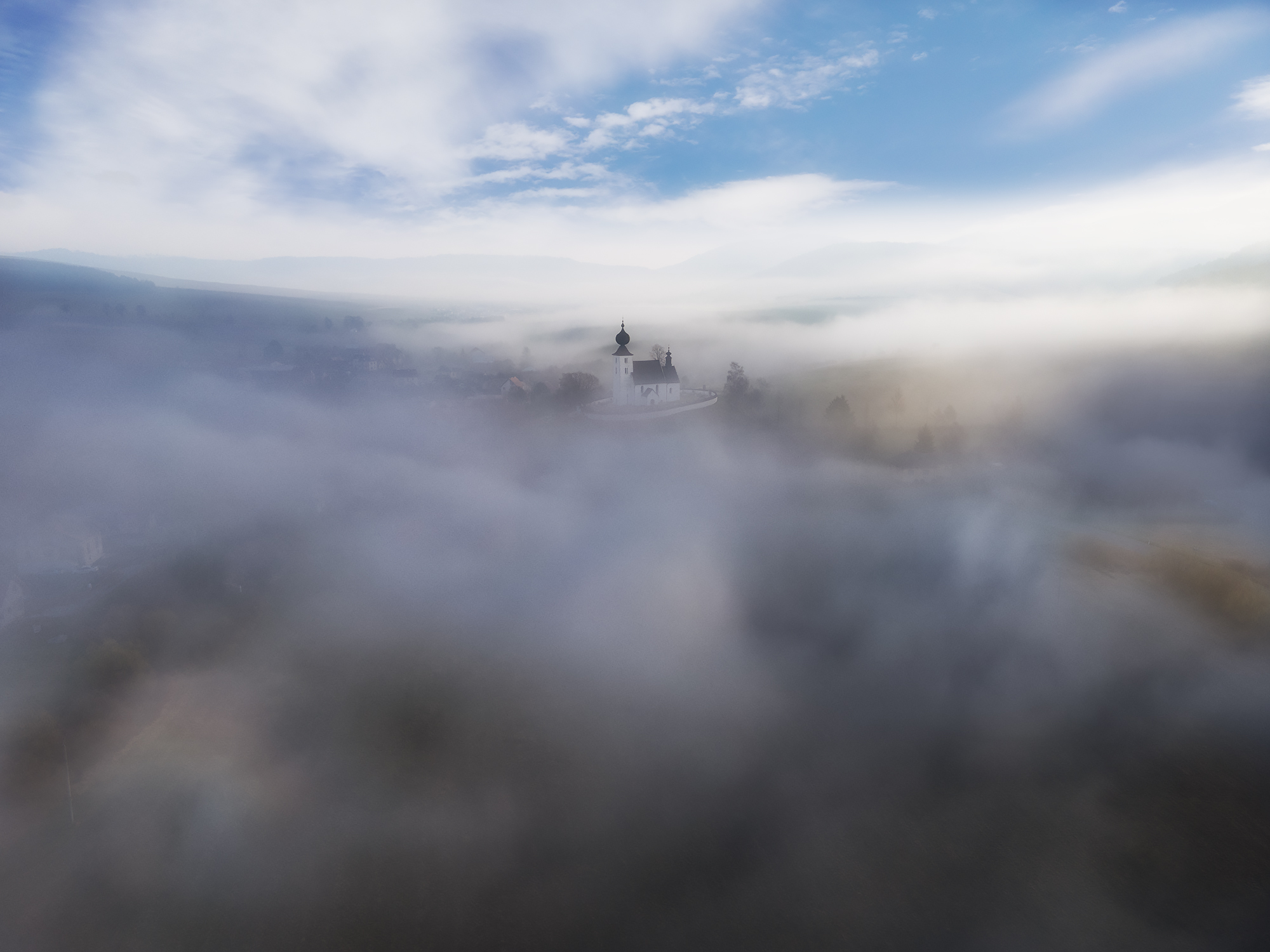 autumn fog drone landscape mood slovakia, Martin Marcisovsky