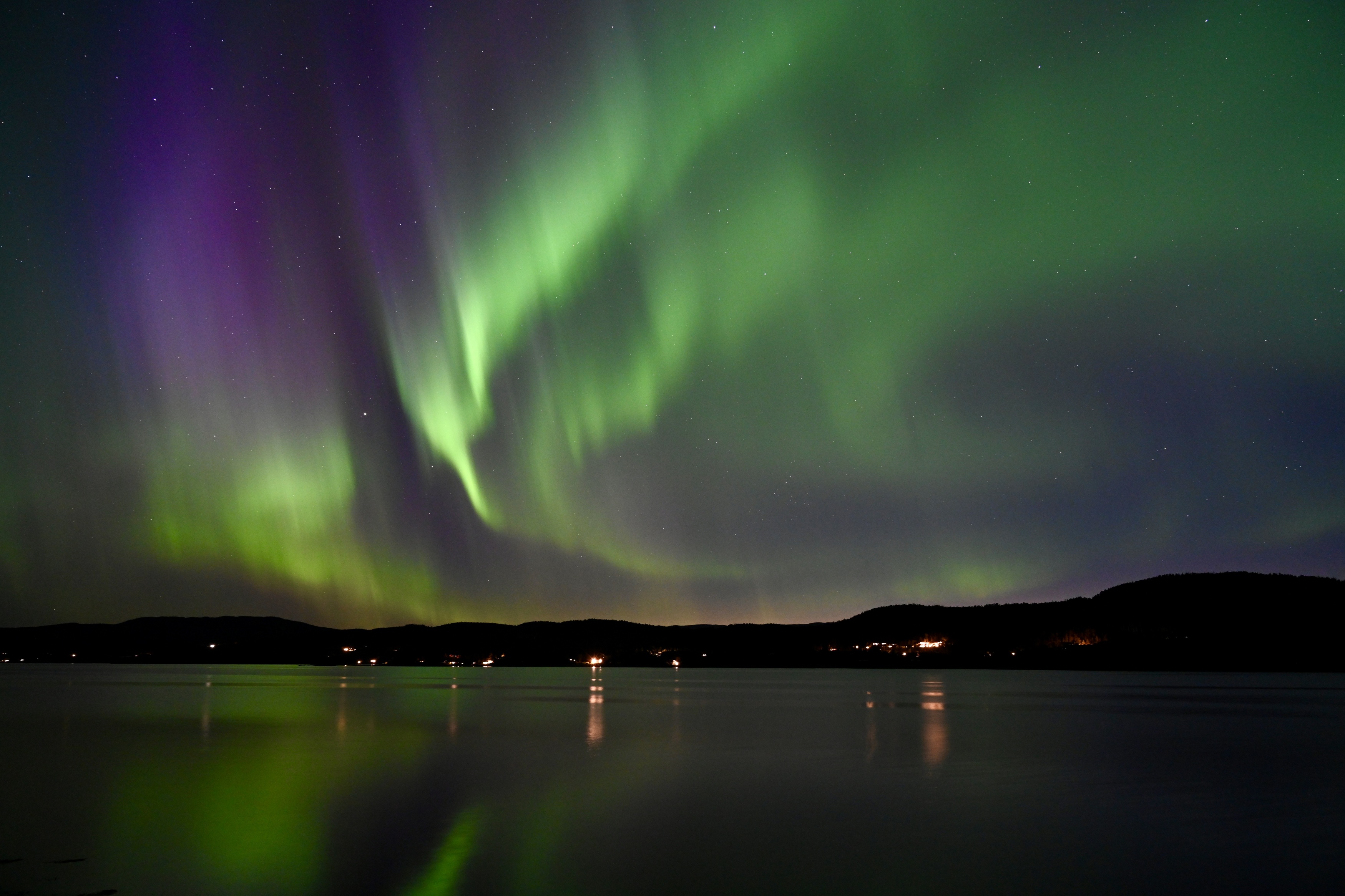 Night, landscapes, nature, Norway, Northern lights, colorful, reflection, sky, , Svetlana Povarova Ree