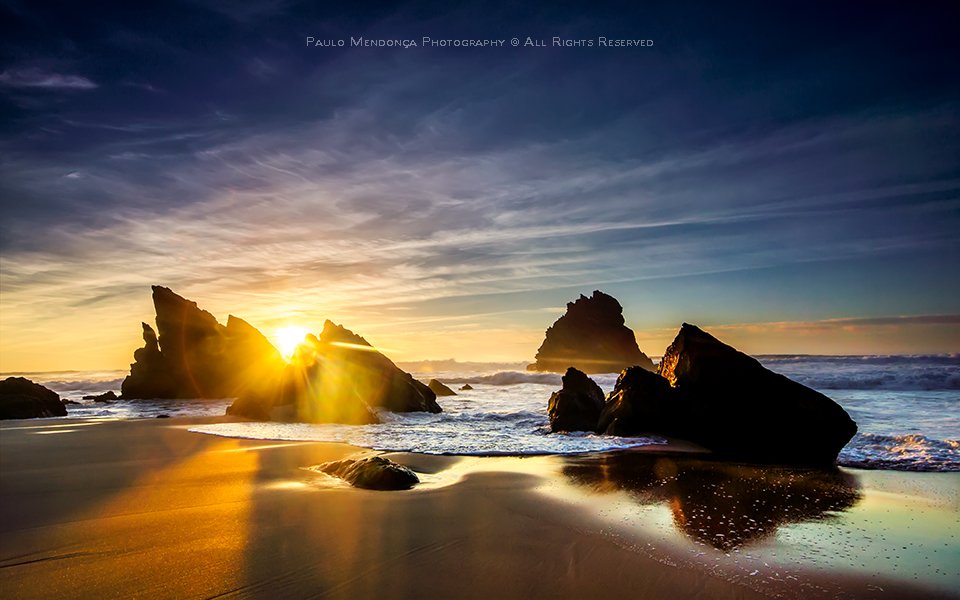 Beach, Portugal, Rocks, Sea, Seascape, Sintra, Sunset, Paulo Mendonça