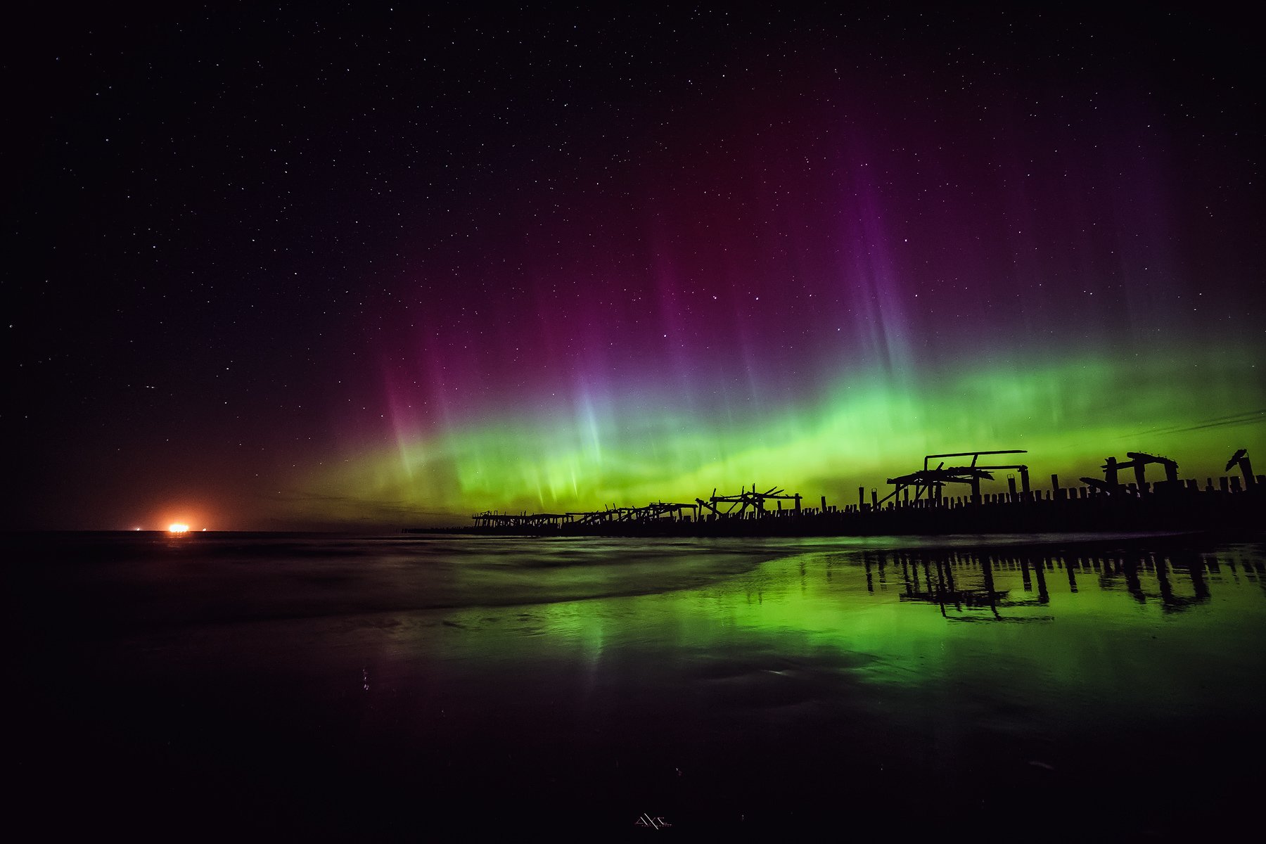 Aurora borealis, Baltic Sea, Lithuania, Long exposure, Night, Sventoji, Руслан Болгов (Axe)