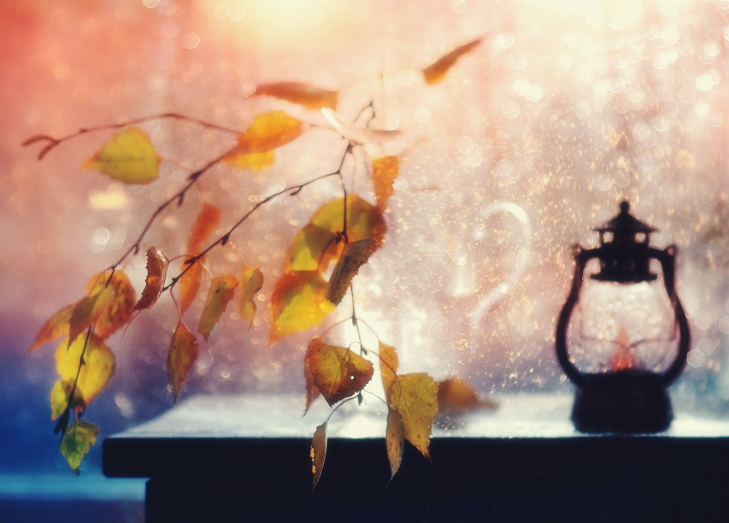 натюрморт,осень,листья,лампа, Наталия К