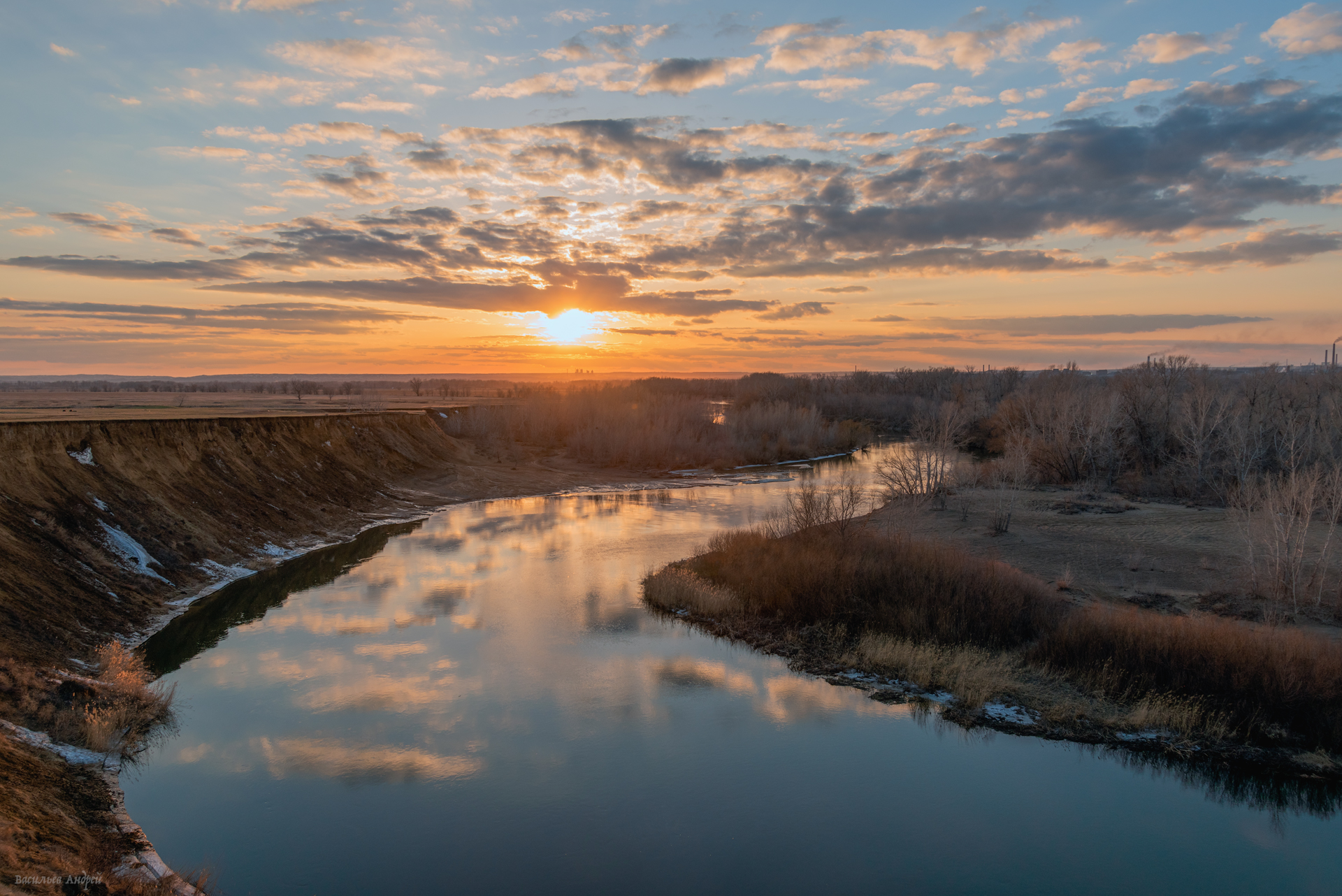 осень, оренбургская область, закат, вечер, река урал, Vasilyev Andrey