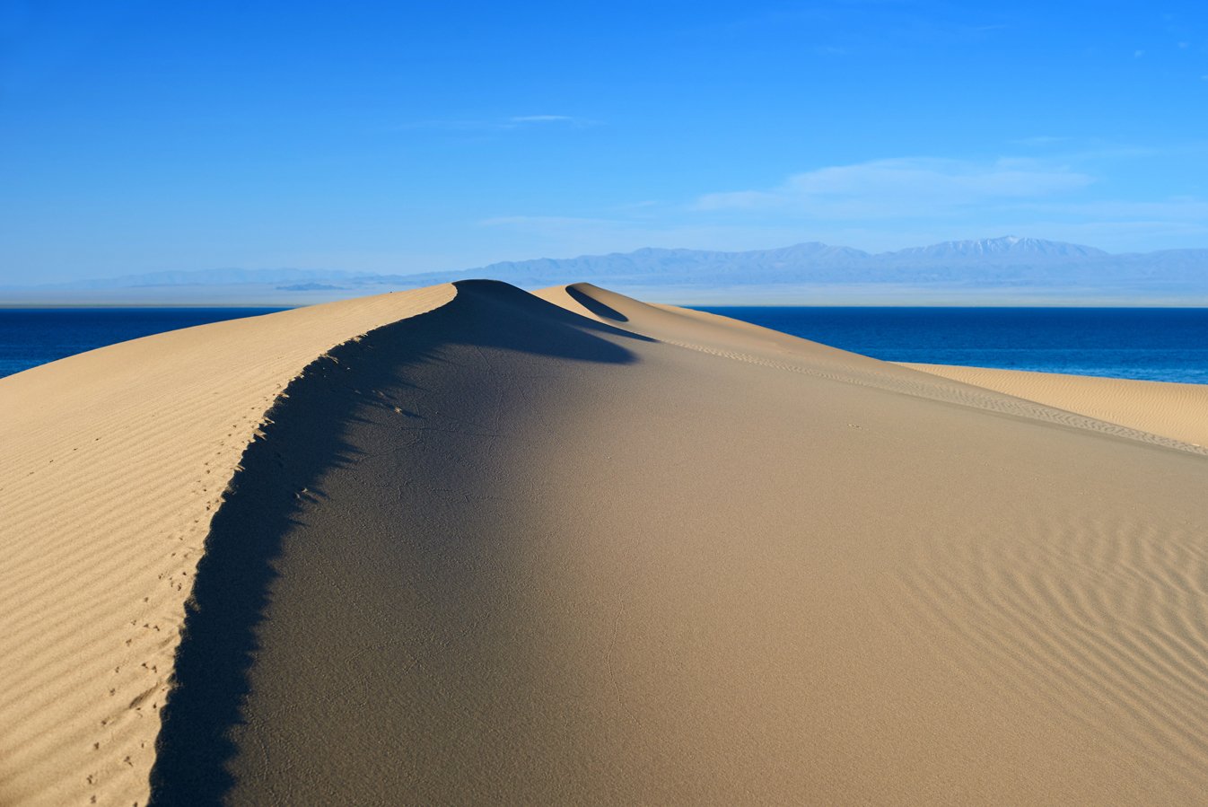 монголия, песок, дюны, озеро, горы, Сергей Романчук