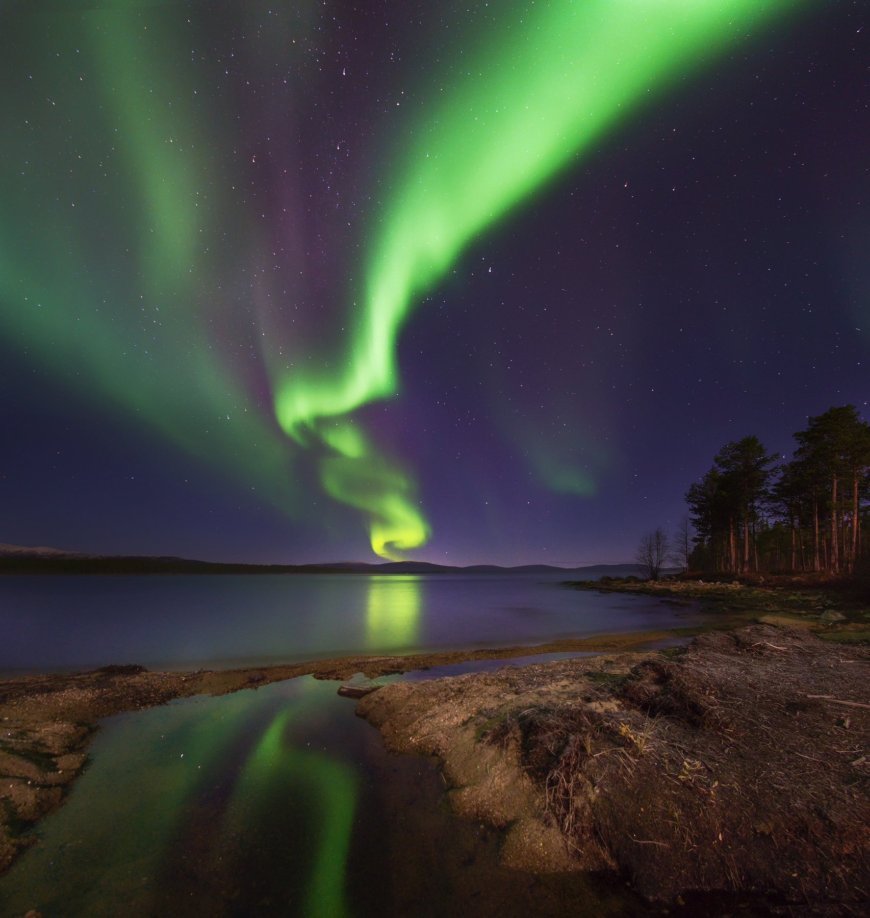 Северное сияние, Aurora Borealis, Kola Peninsula, Кольский полуостров, Space Photo, Васильев Алексей