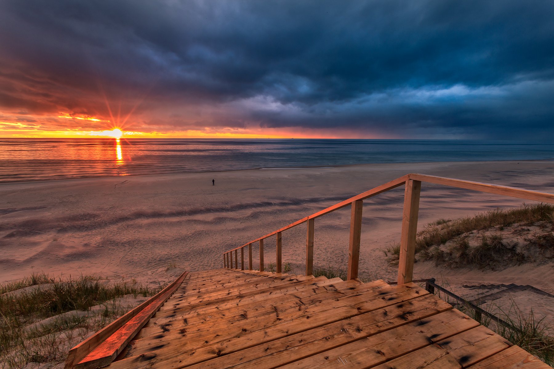 Baltic Sea, Landscape, Rain, Stairs, Sunset, Руслан Болгов (Axe)