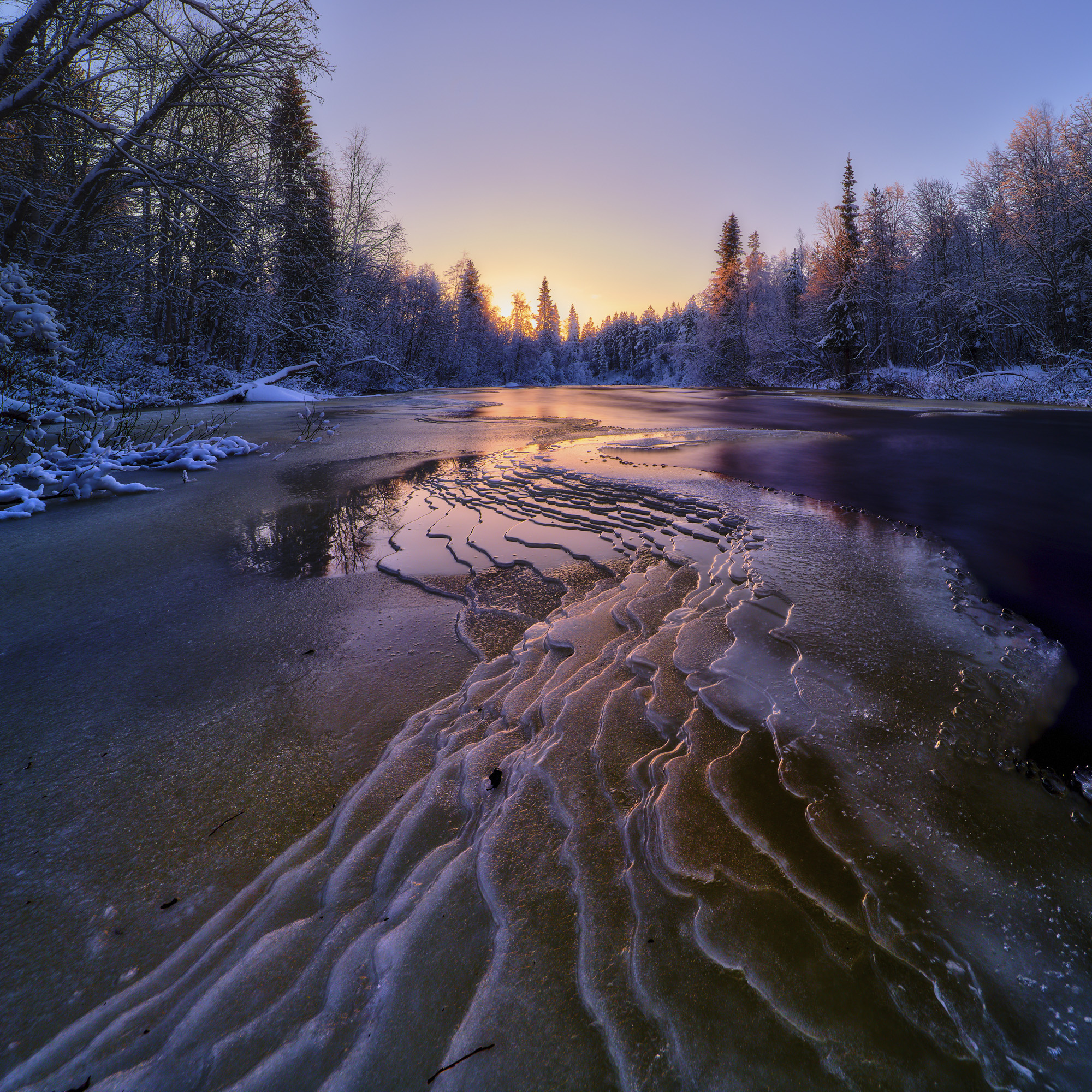 пейзаж река лед памуккале рассвет, Пономарев Андрей
