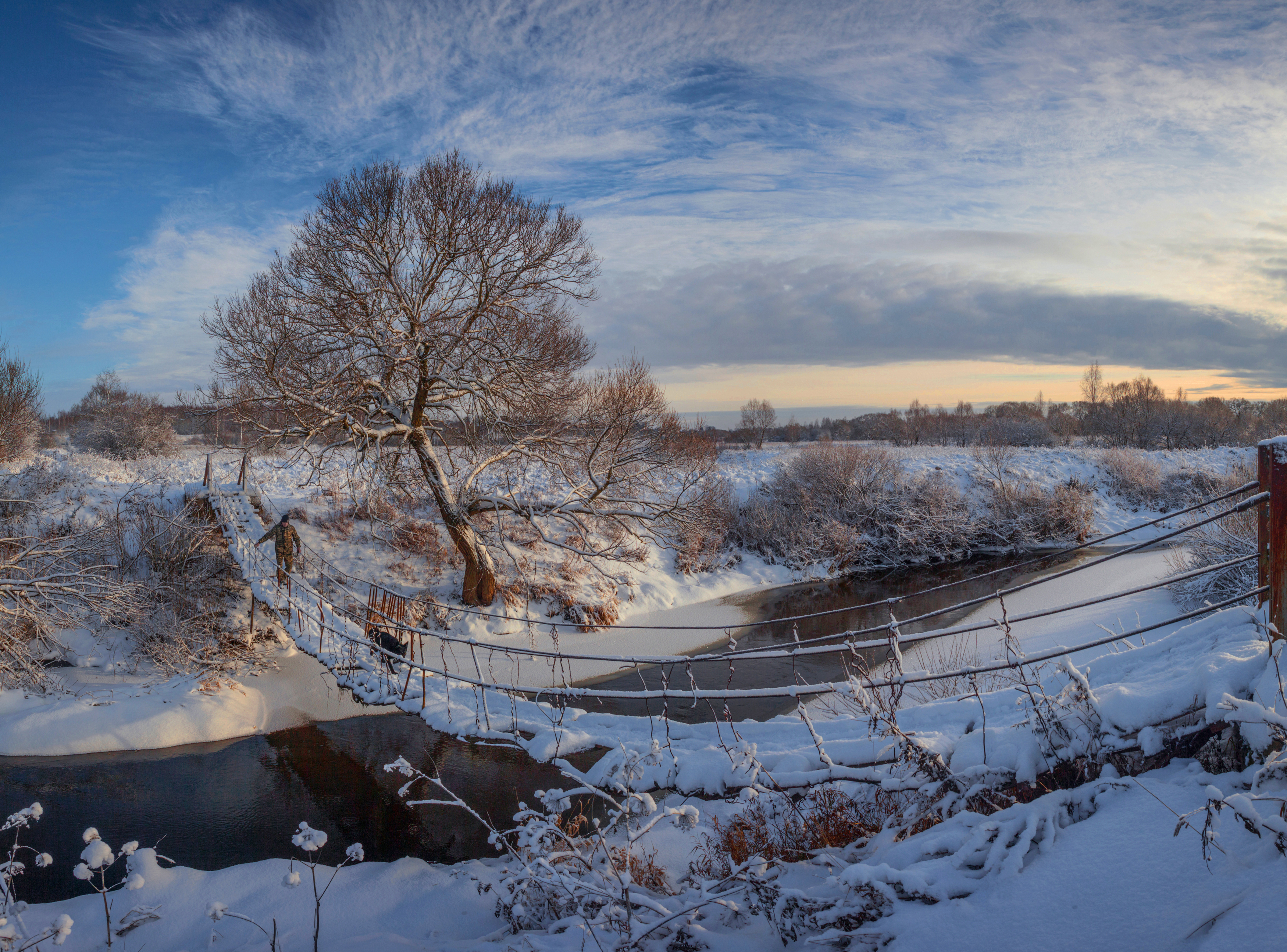 зима, река , мостик, Александр Свистков