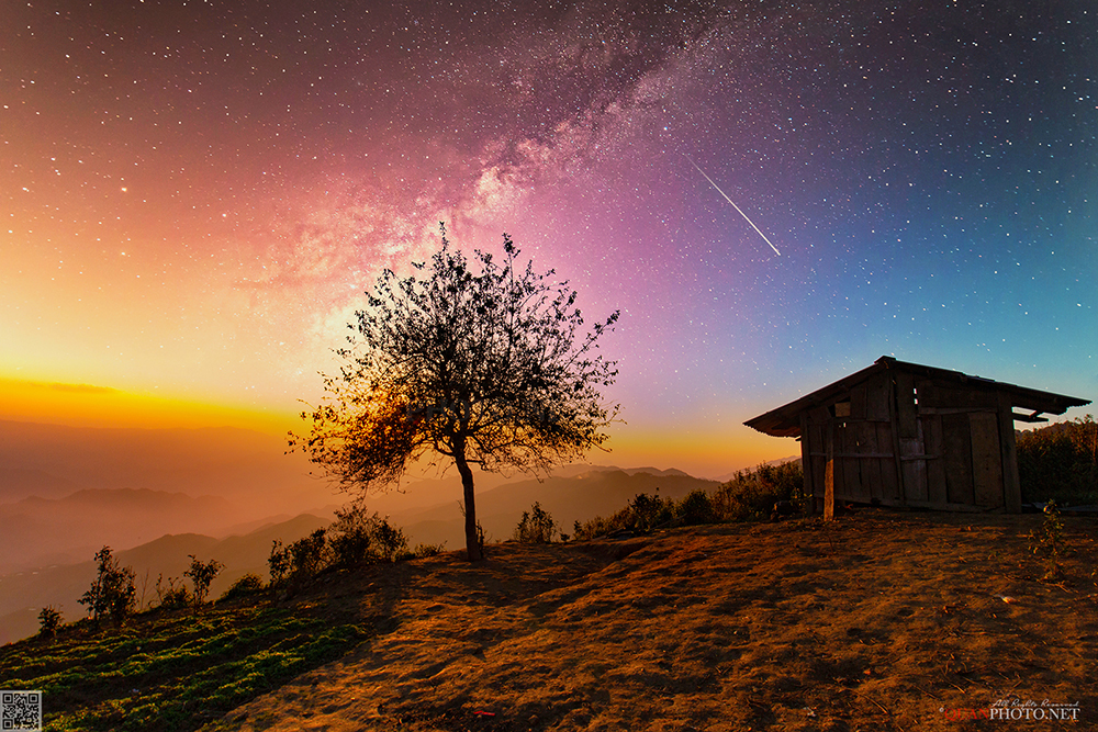 quanphoto, landscape, long_exposure, night, star, milkyway, mountains, tree, house, rural, highland, vietnam, quanphoto