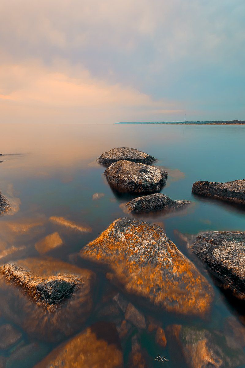 Baltic Sea, Calm, Stones, Sunset, Toning, Руслан Болгов (Axe)