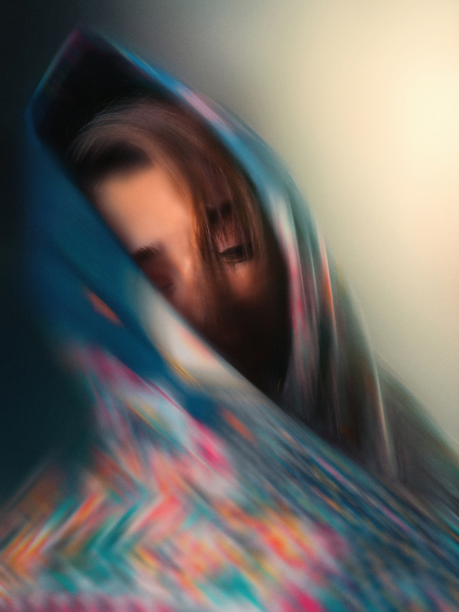 pooryarafiezade, پوریارفیعیزاده, پوریا رفیعی زاده, woman, scarf, blue, motion, blur,  Poorya Rafiezade