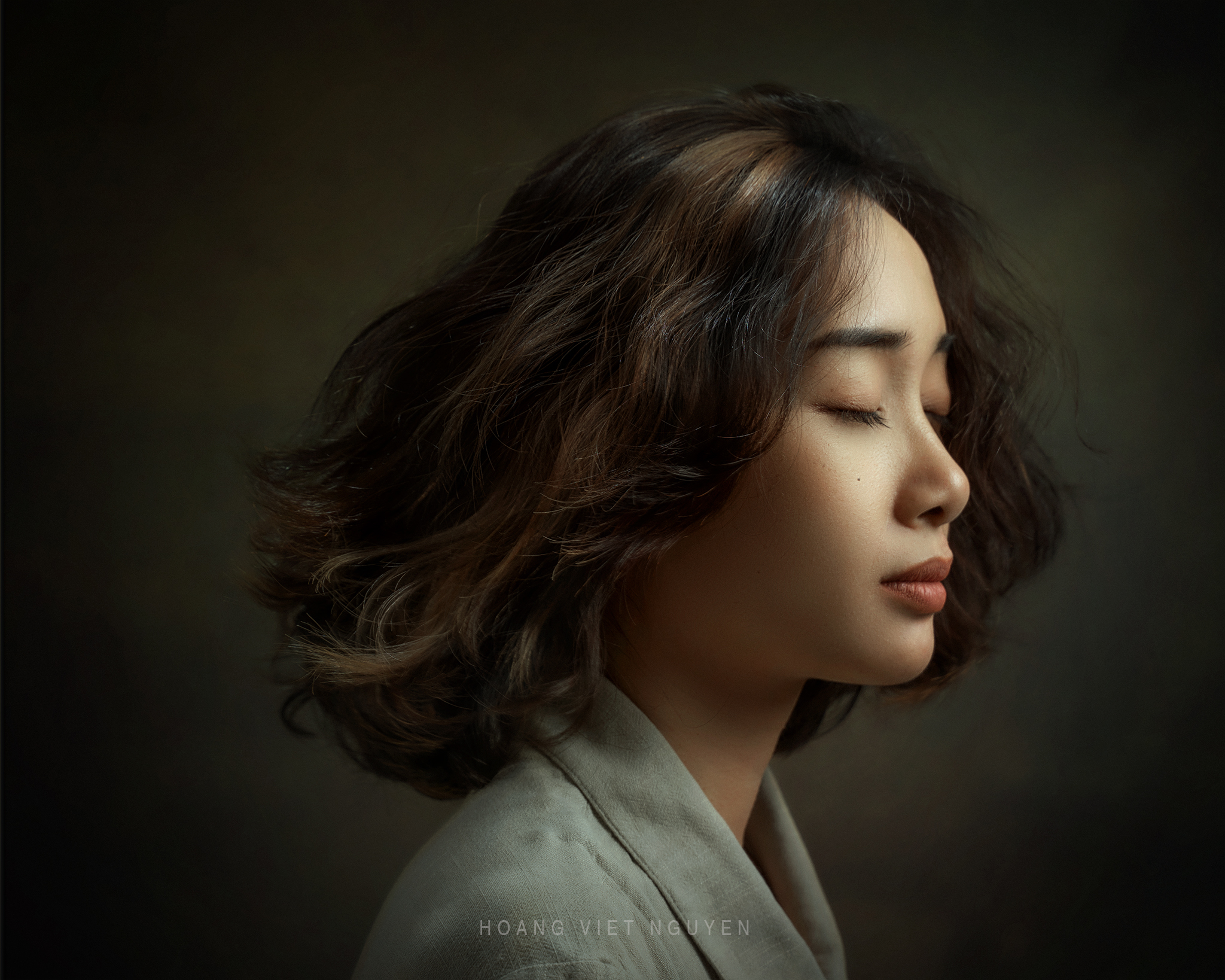 asian, vietnam, vietnamese, portrait, face, women, female, studio, eyes, short hair, Hoang Viet Nguyen