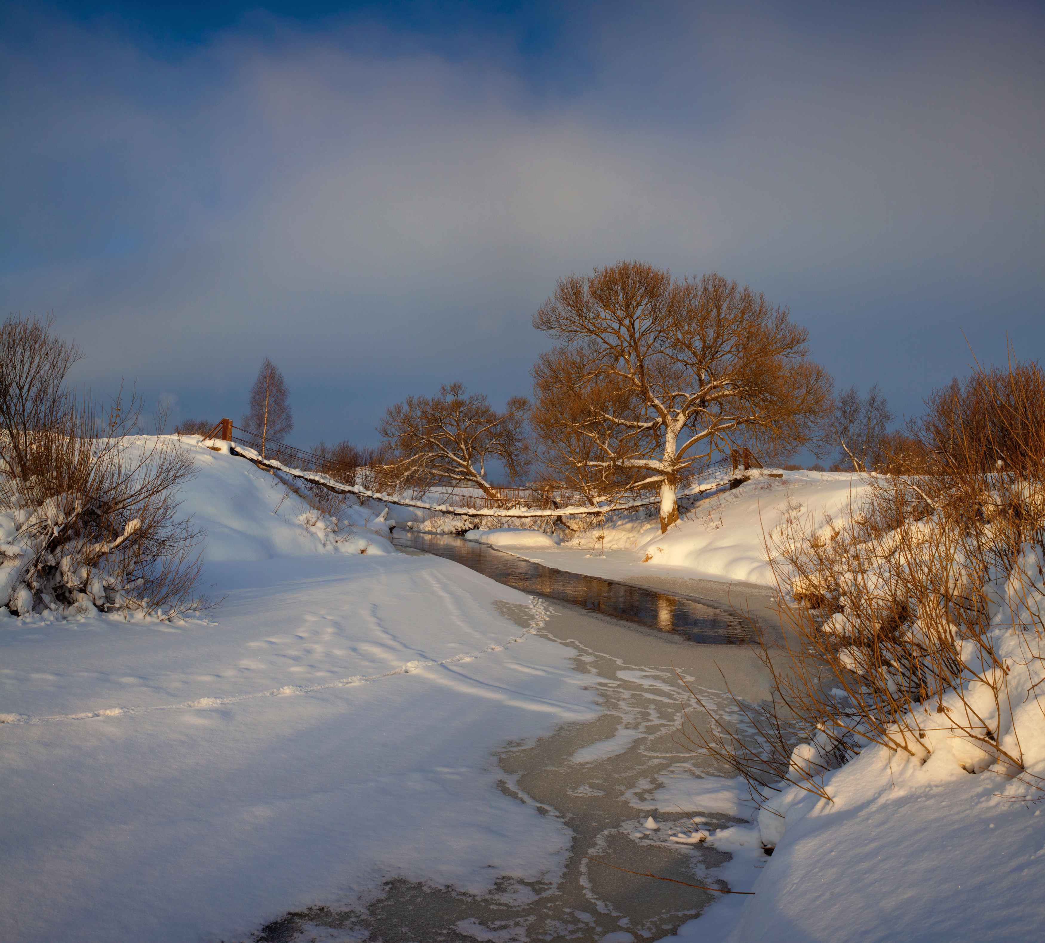 зима, река, мостик, Александр Свистков