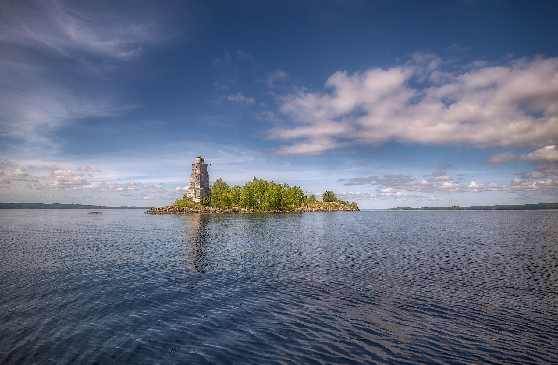 остров, онега, маяк, озеро, Сергей Аникин