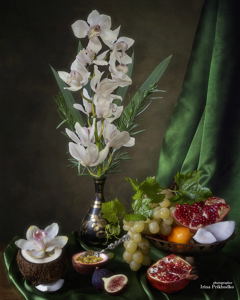 натюрморт, орхидея, цветы, фрукты, экзотика, Приходько Ирина