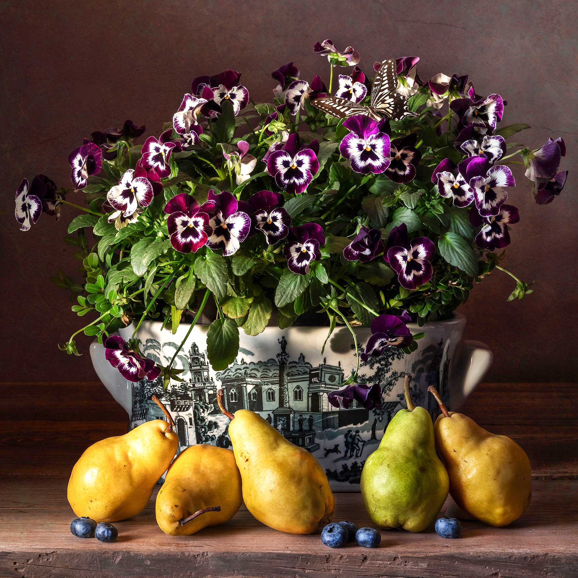 pansies, flowers, pears, still life photography, inspired by old masters, Слуцкая Яна